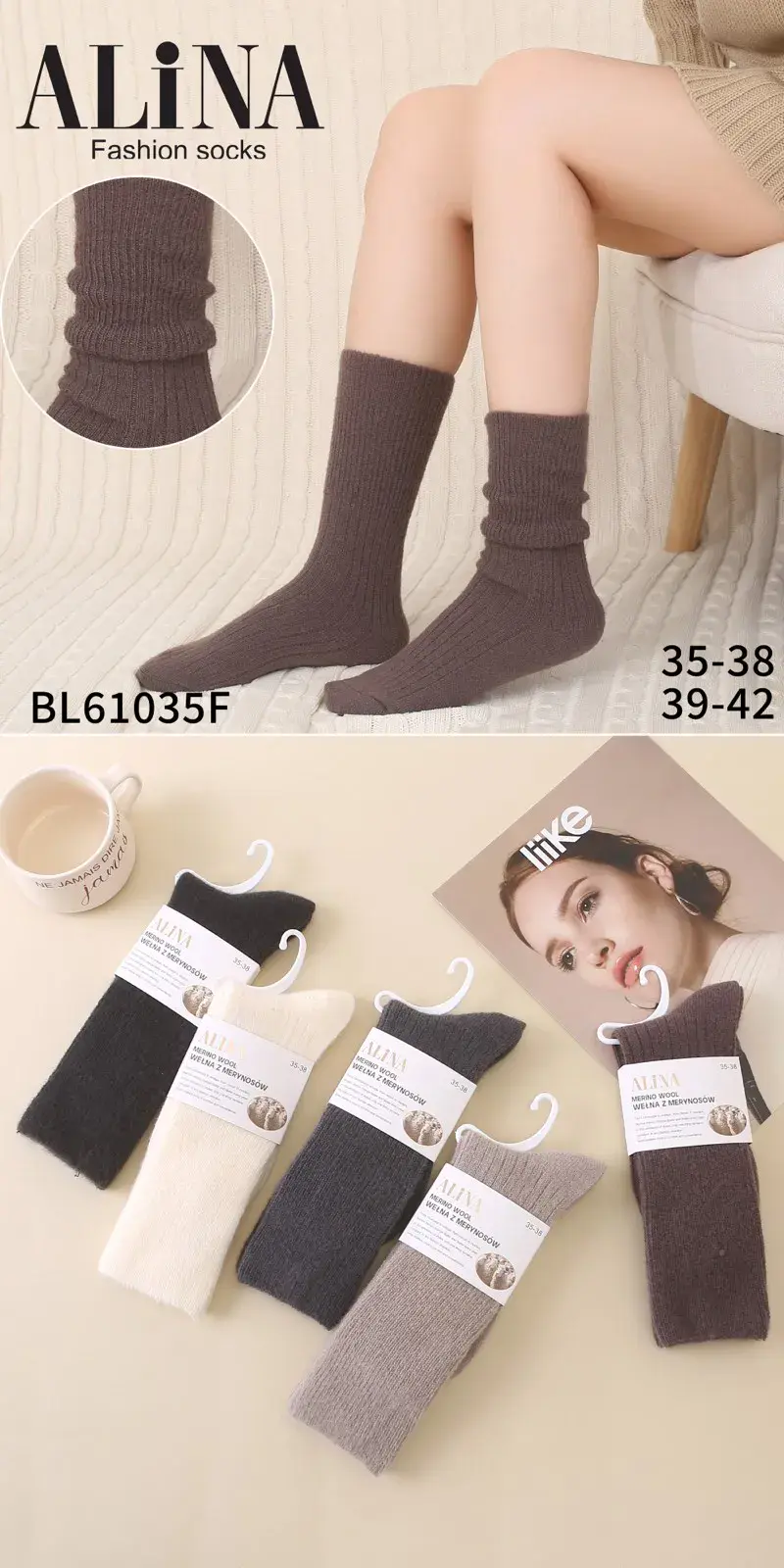 Skarpetki damskie Alina BL61035F, rozmiary 35-38/39-42