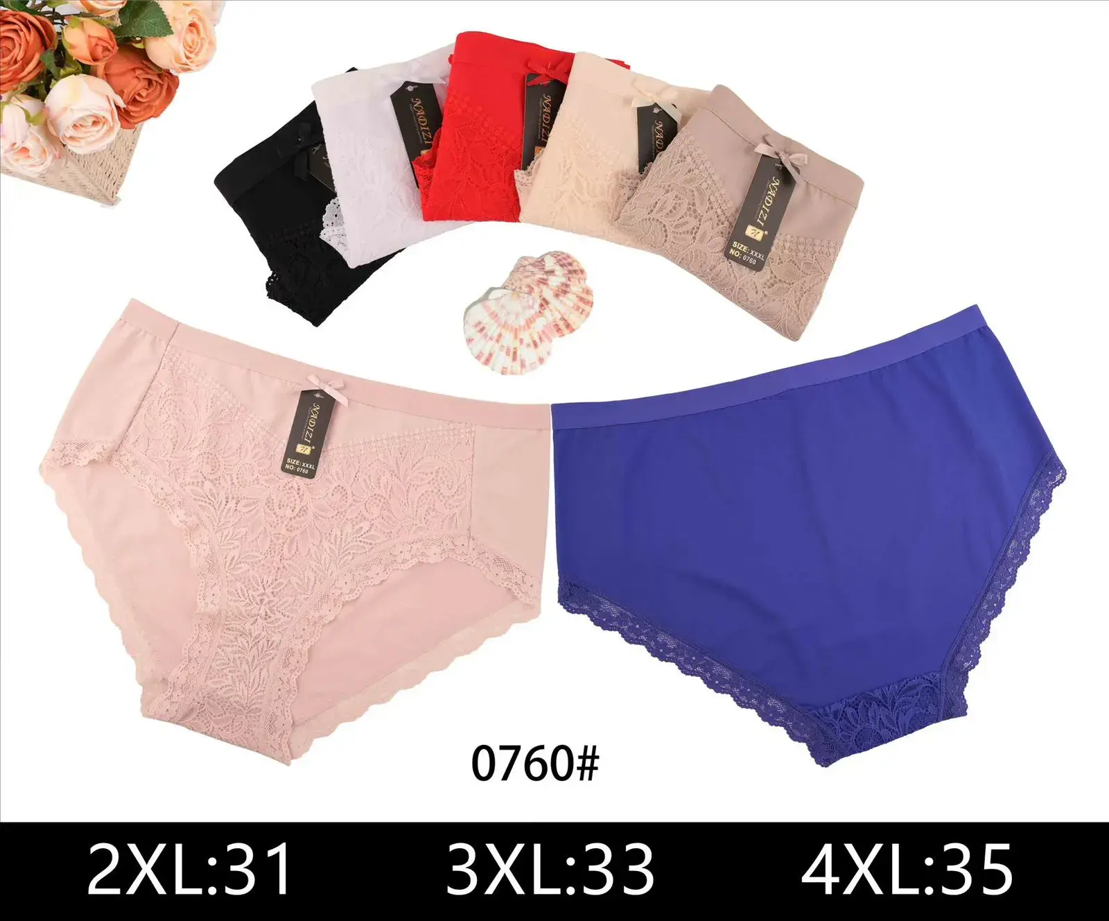 Majtki damskie koronkowe 2XL-4XL 0760#