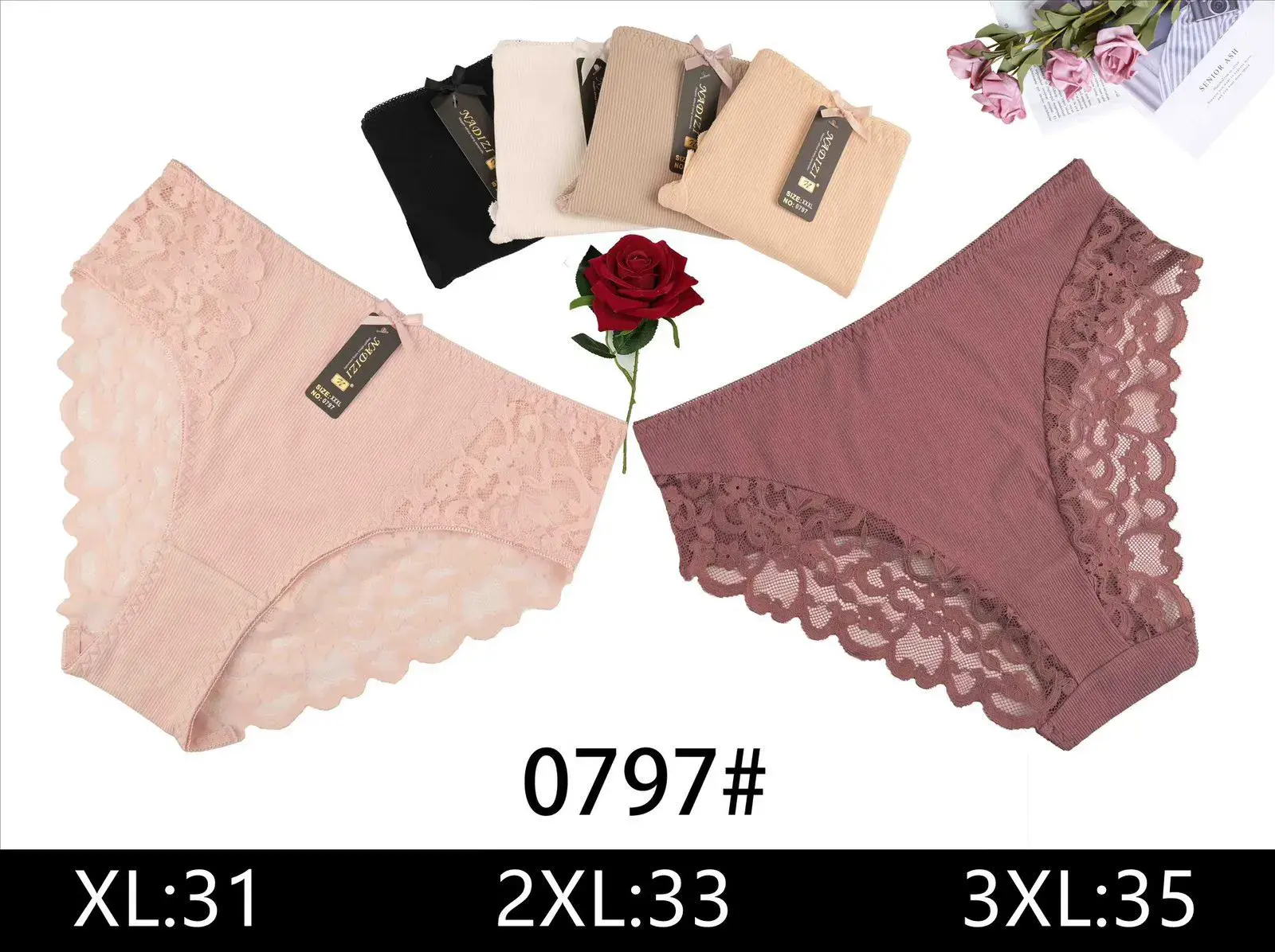 Majtki damskie koronkowe XL-3XL 0797#
