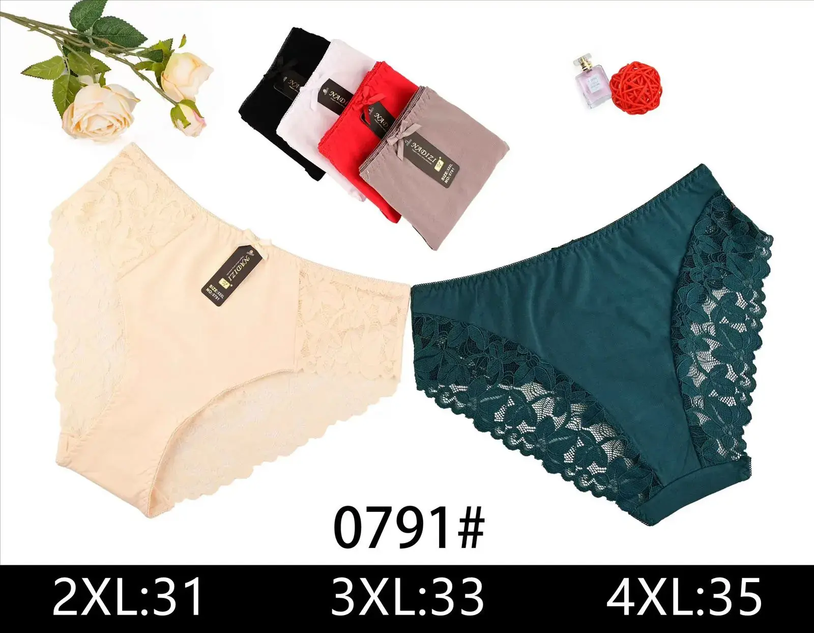 Majtki damskie koronkowe 2XL-4XL, 0791#