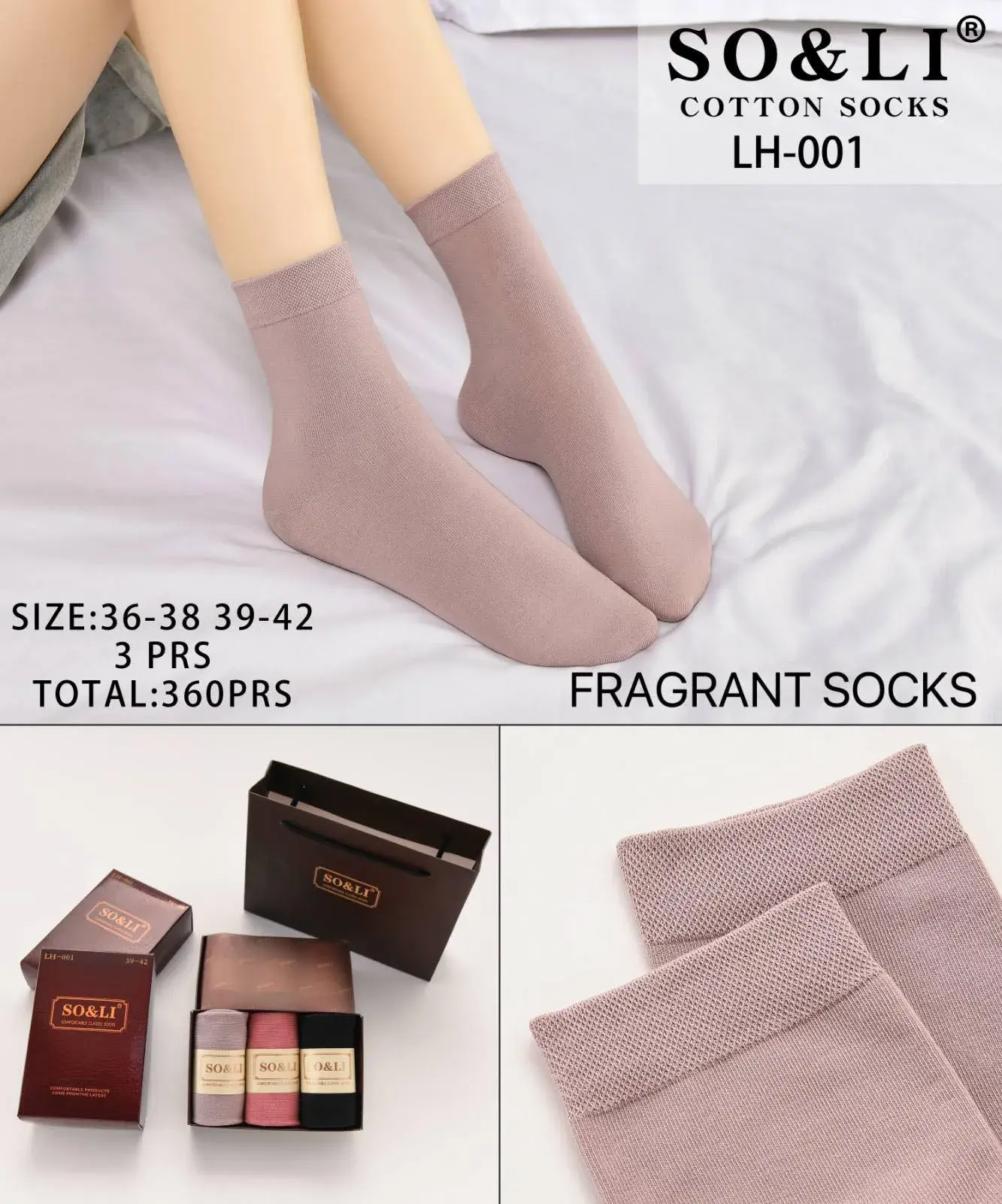 Skarpetki damskie bawełniane SO&LI 3 pary LH-001 Size