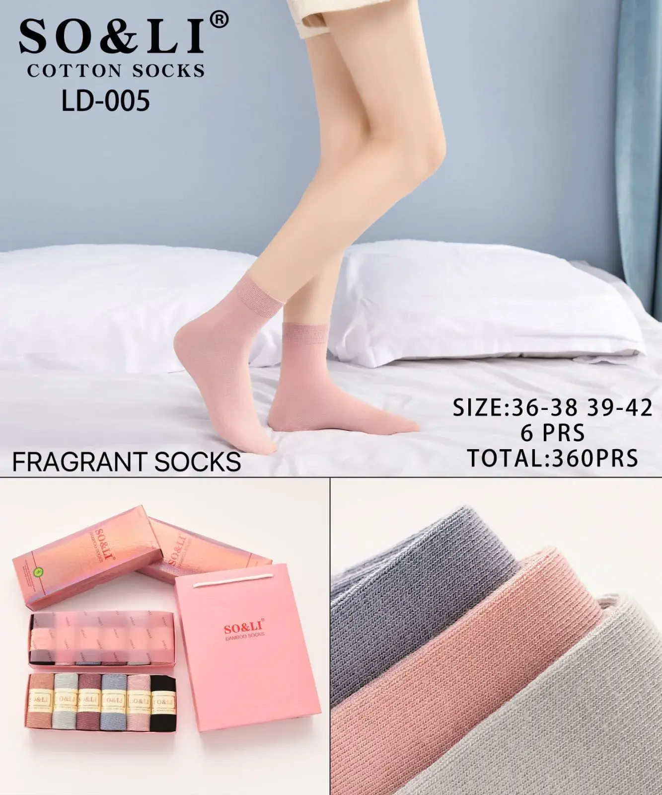 Damskie Skarpety Bawełniane Fragrant w Pudełku 6 szt