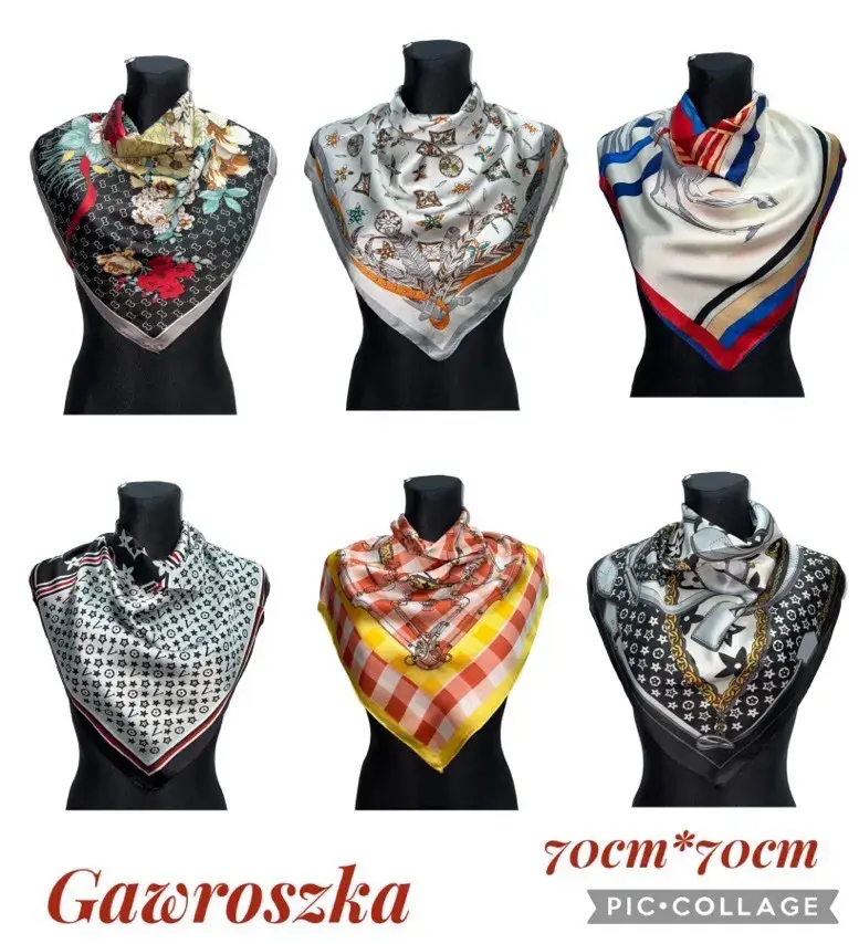 Szaliki damskie Gawroszka 70cm x 70cm, 12 szt/opak.