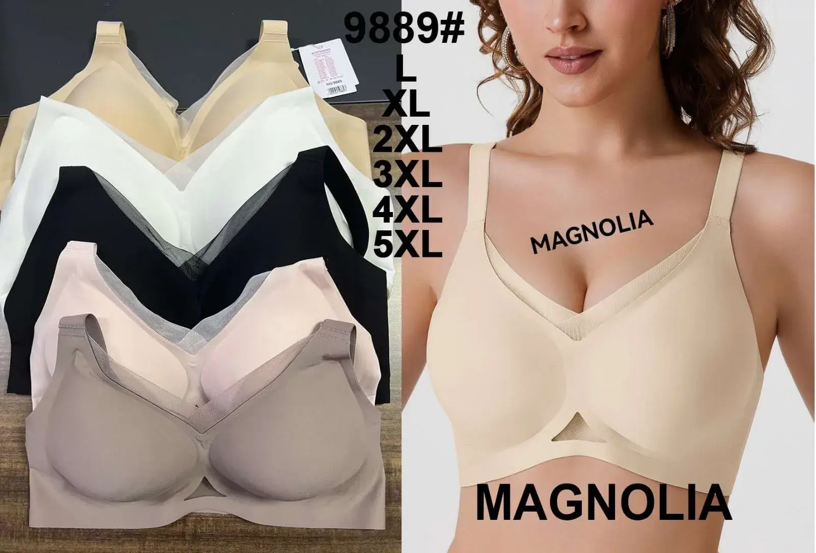Biustonosz damski Magnolii bezszwowy XL-5XL
