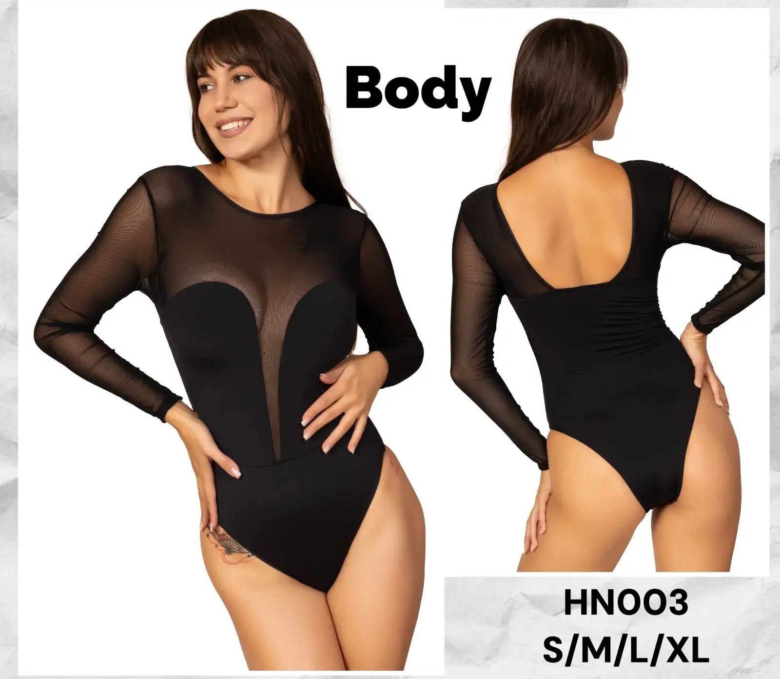 Bodysuit Damski Czarny S/M/L/XL HNO003