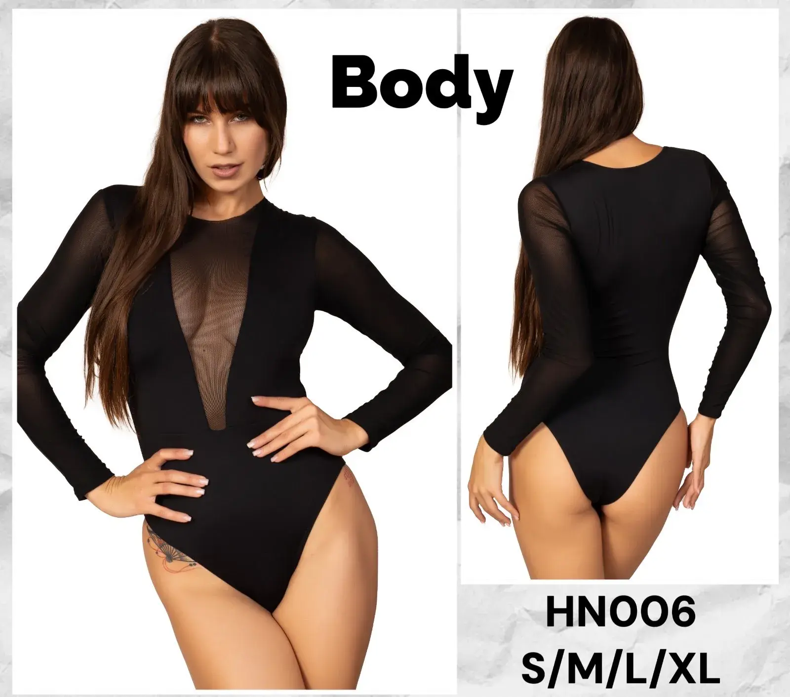 Bodysuit Damski Czarny S/M/L/XL
