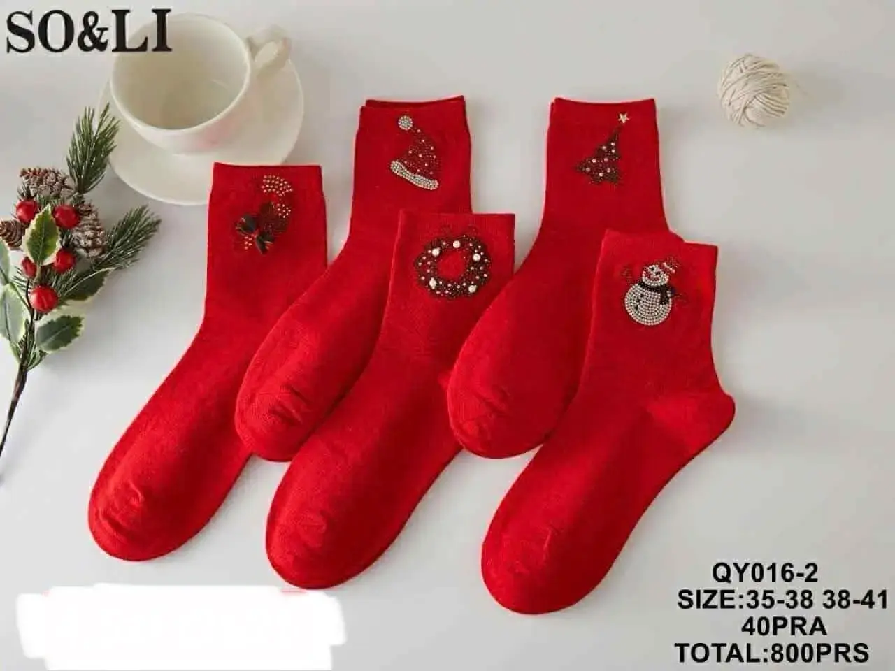 Skarpetki damskie świąteczne SO&LI rozmiar 35-38/40-41