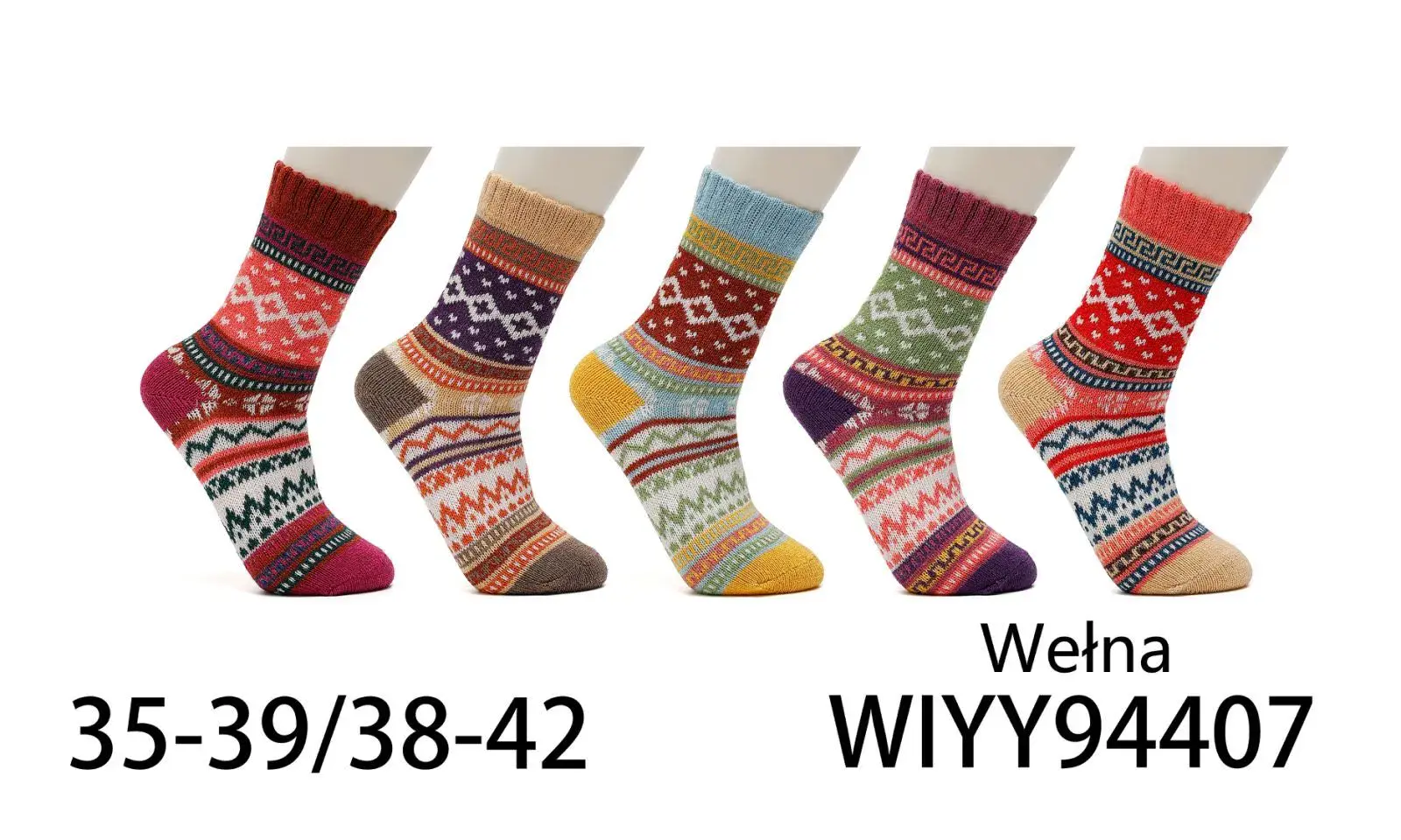 Skarpetki damskie wełniane wzorzyste 35-42 WIYY94407