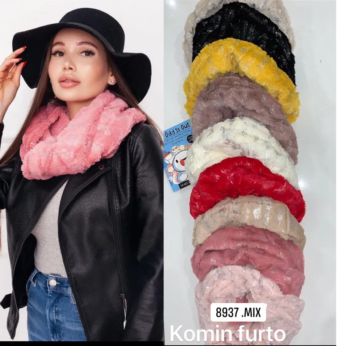 Komin damski futrzany mix kolorów 8937