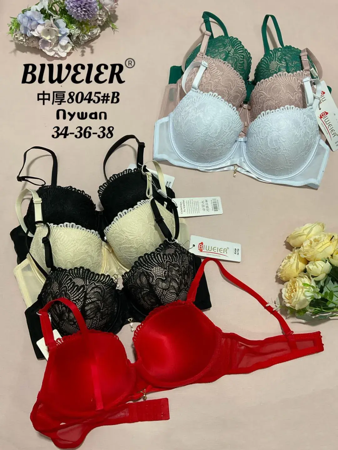 Biustonosz damski Biweier 34-36, 3 szt. zestaw