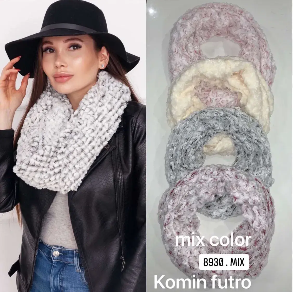Komin Damski Futerko Mix Kolorów 8930