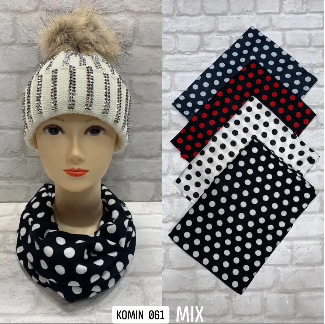 Komin Damski 061 MIX z kropkami, 4 szt.