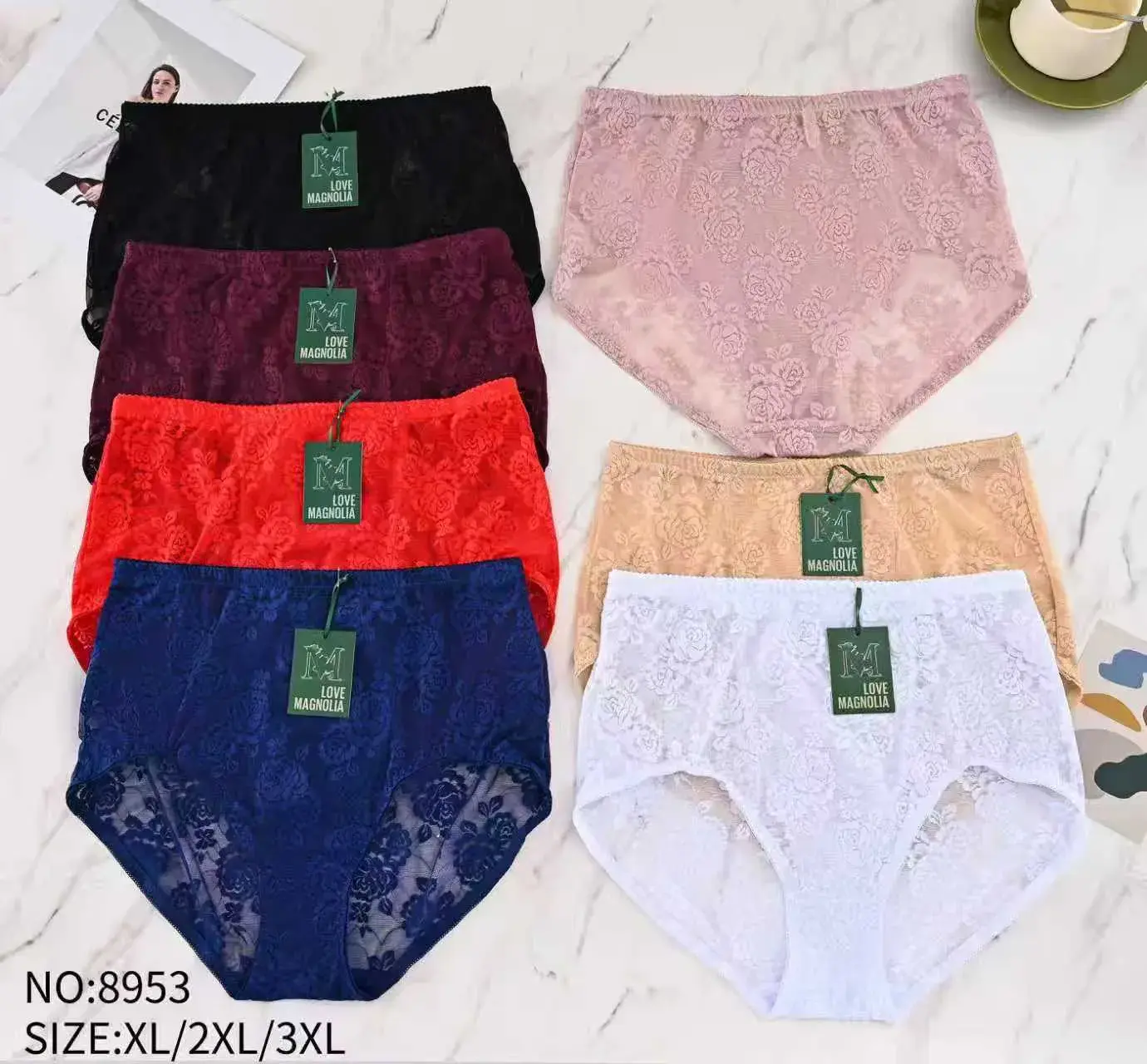 Majtki damskie koronkowe XL/XXL/3XL, 8 szt. zestaw