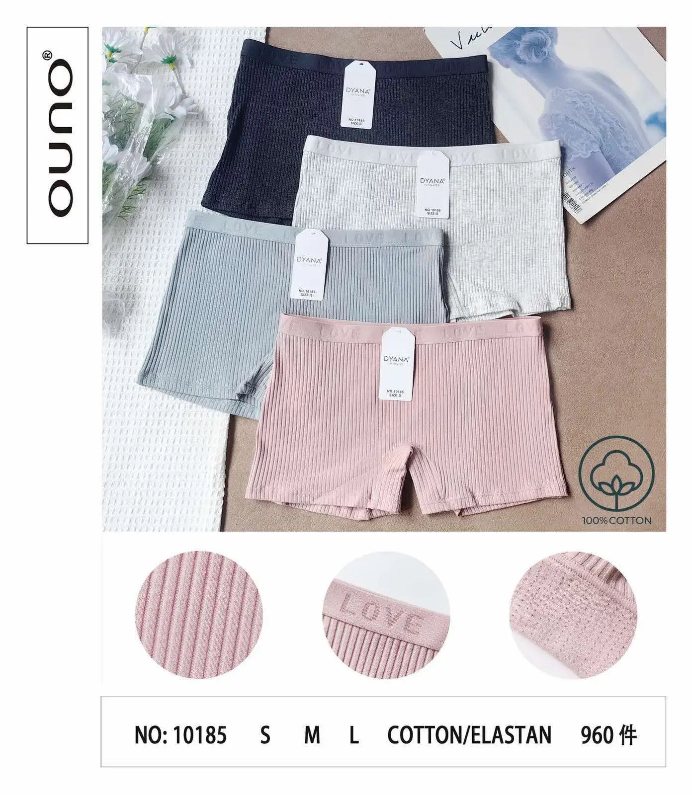 Majtki damskie ribowane 100% bawełna/elastan S M L NO:10185