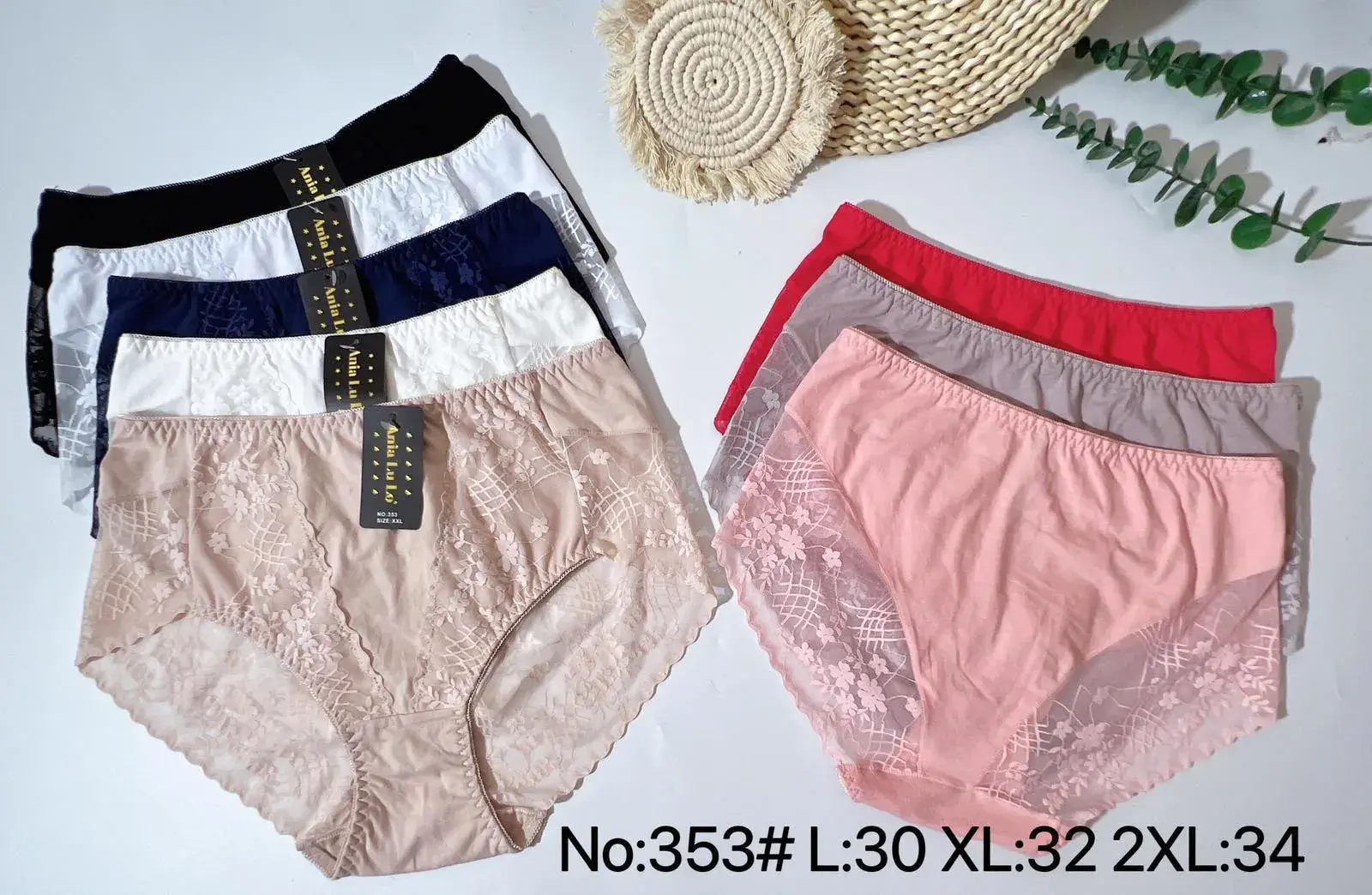 Majtki damskie koronkowe No.353 L30-XL34, 6 kolorów