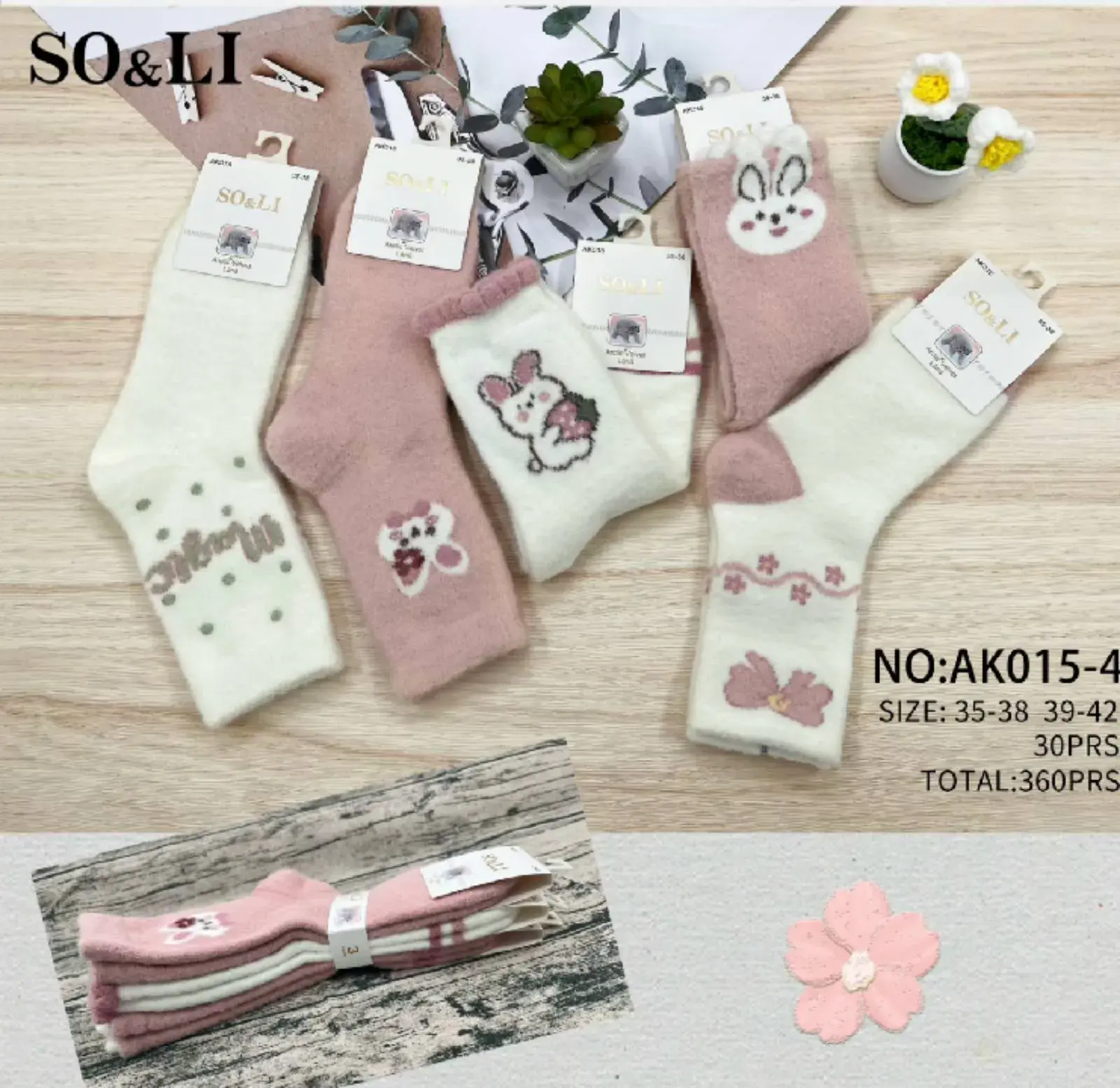 Skarpetki damskie SO&LI z królikiem Size 35-38 NO:AK015-4