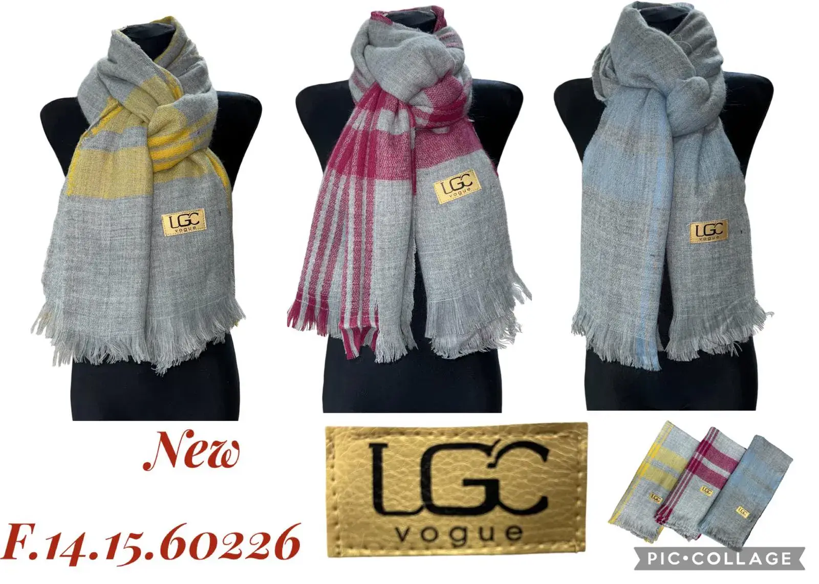 Szaliki damskie LG VOGUE w kratę, 3 kolory, F15.60226