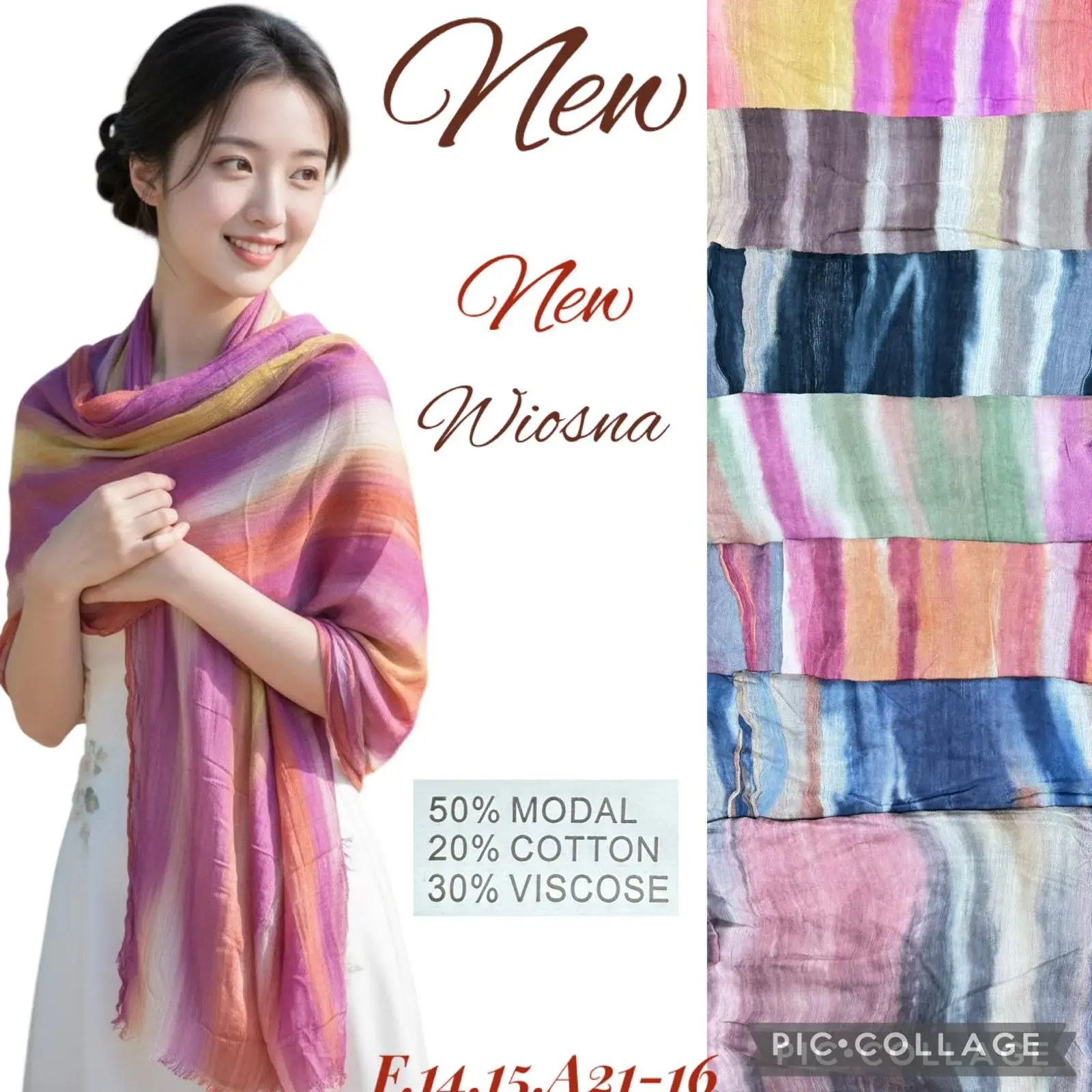 Szaliki damskie Wiosna 50% modal 20% cotton 30% viscose