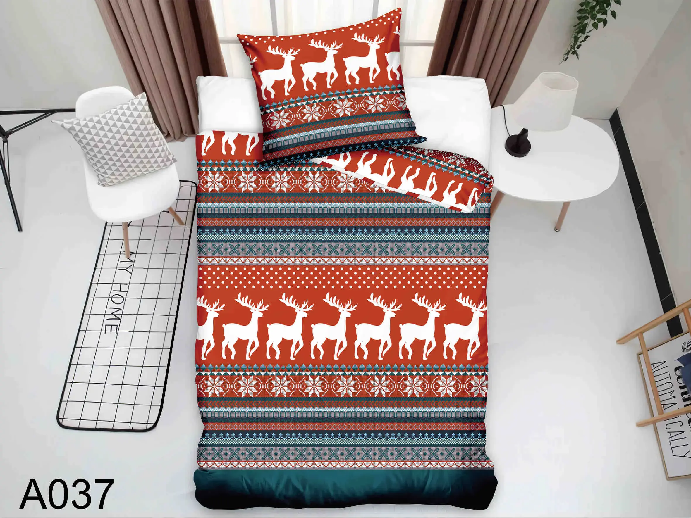 Zestaw pościeli świąteczny bawełna satyna 4cz 140/200
