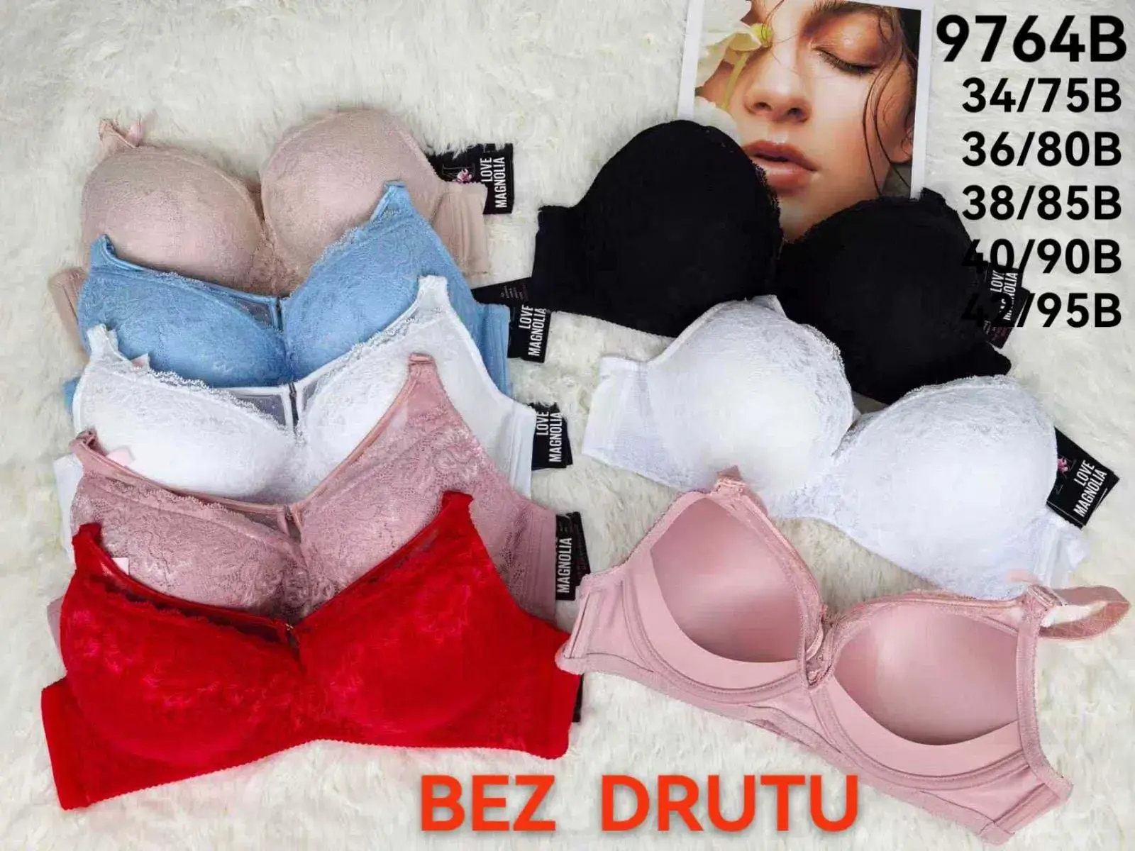Biustonosz damski bez drutów 34/75B-40/95B,