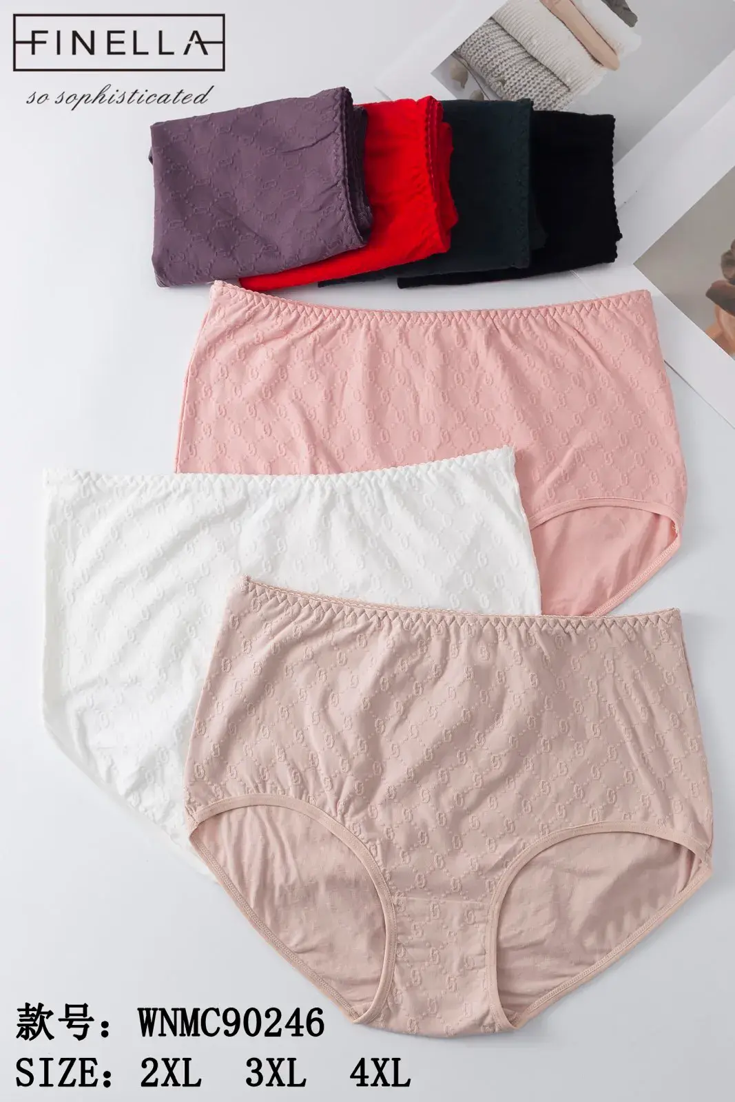 Majtki damskie Finella rozmiary 2XL-4XL, zestaw wielokolorowy