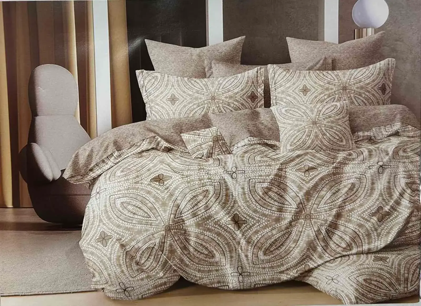 Komplet pościeli Milano 5D 4CZ 200/220 beżowy