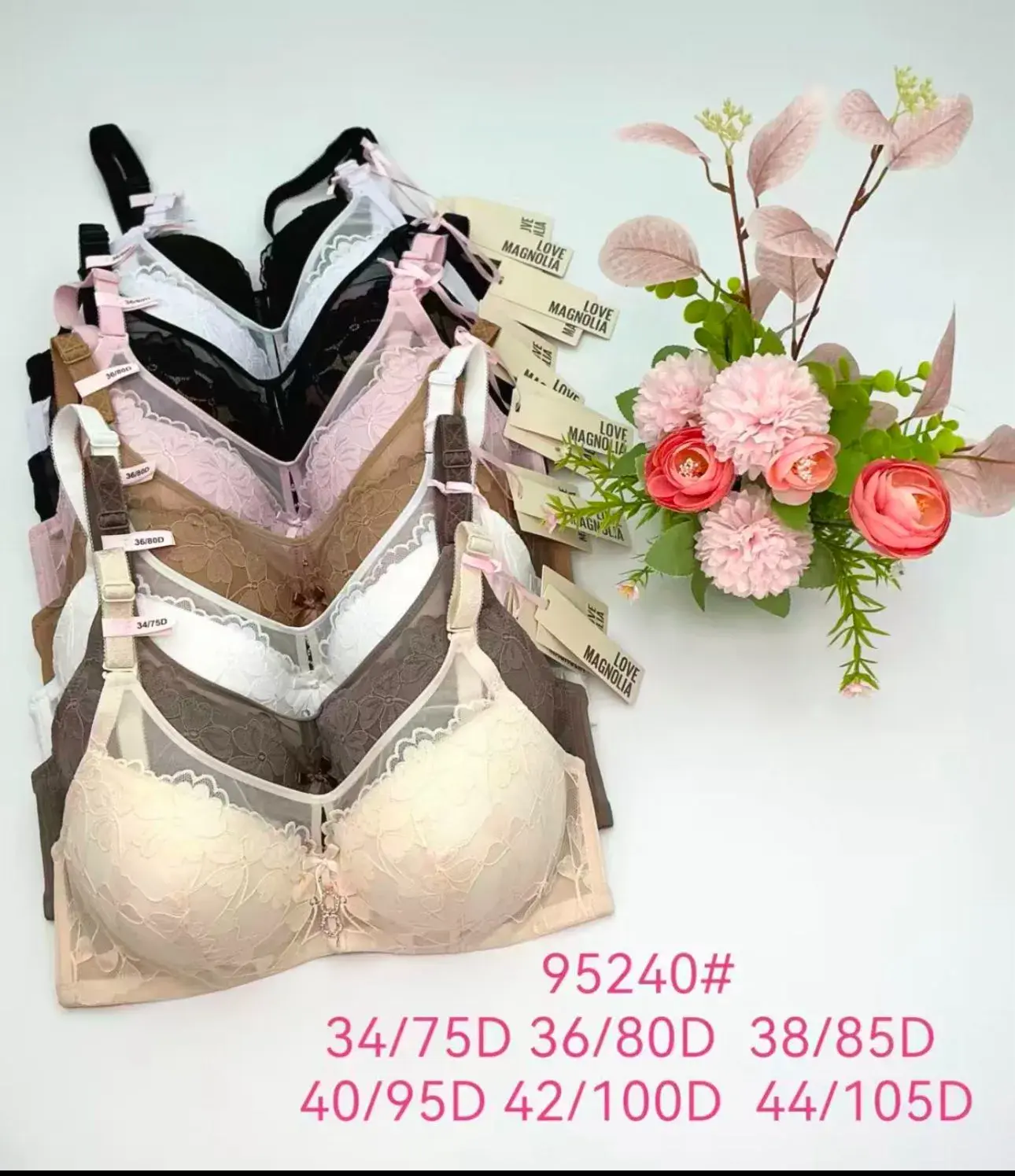 Biustonosz Damski Koronkowy 34/75-44/105 Beżowy/Czarny/Biały