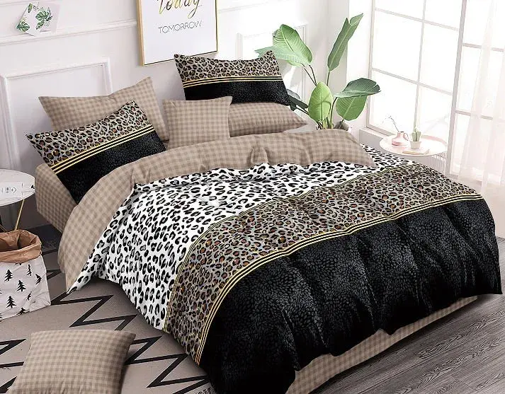 Komplet pościeli Milano 5D 4CZ 200/220 beżowo-czarny