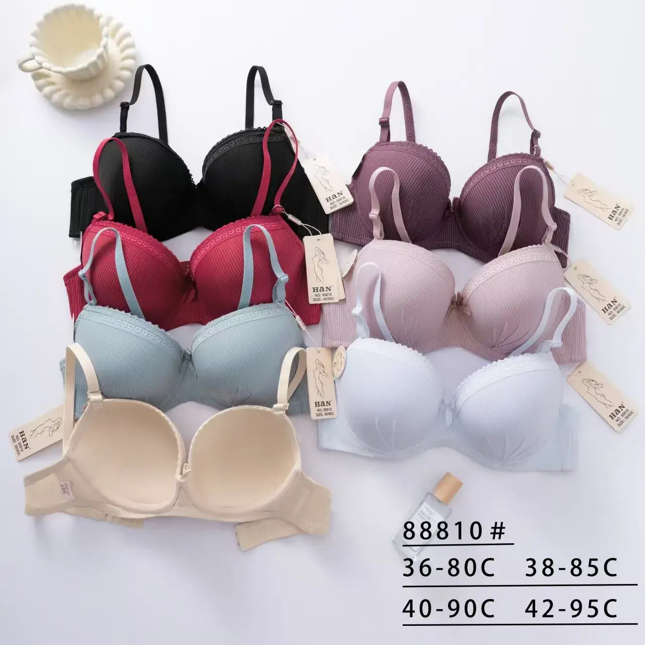 Biustonosz damski push-up wielokolorowy 36-95C