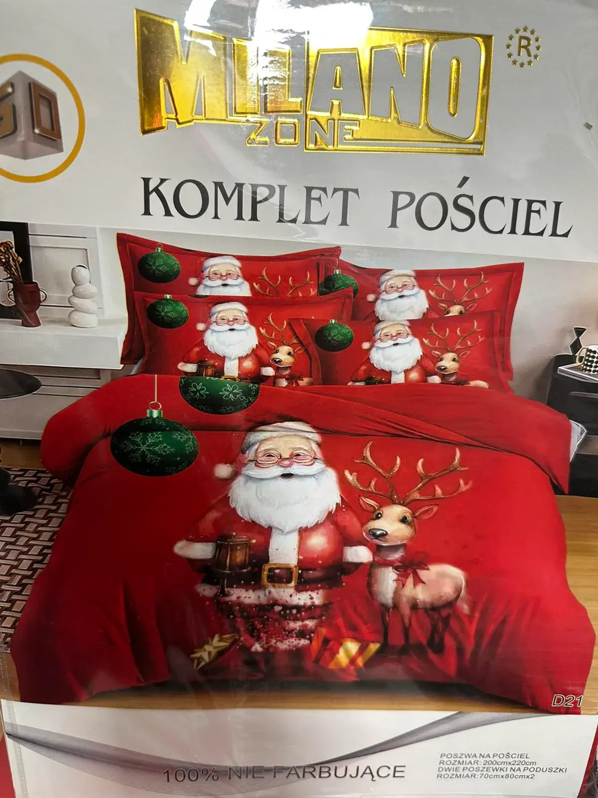 Komplet Pościel 200/220 3cz Mikrofibra Świąteczny