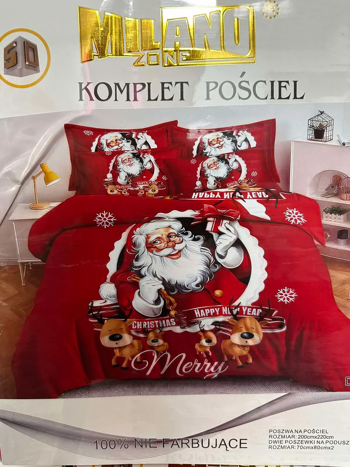 Komplet Pościel 200/220 3cz Milano Nu Świąteczny