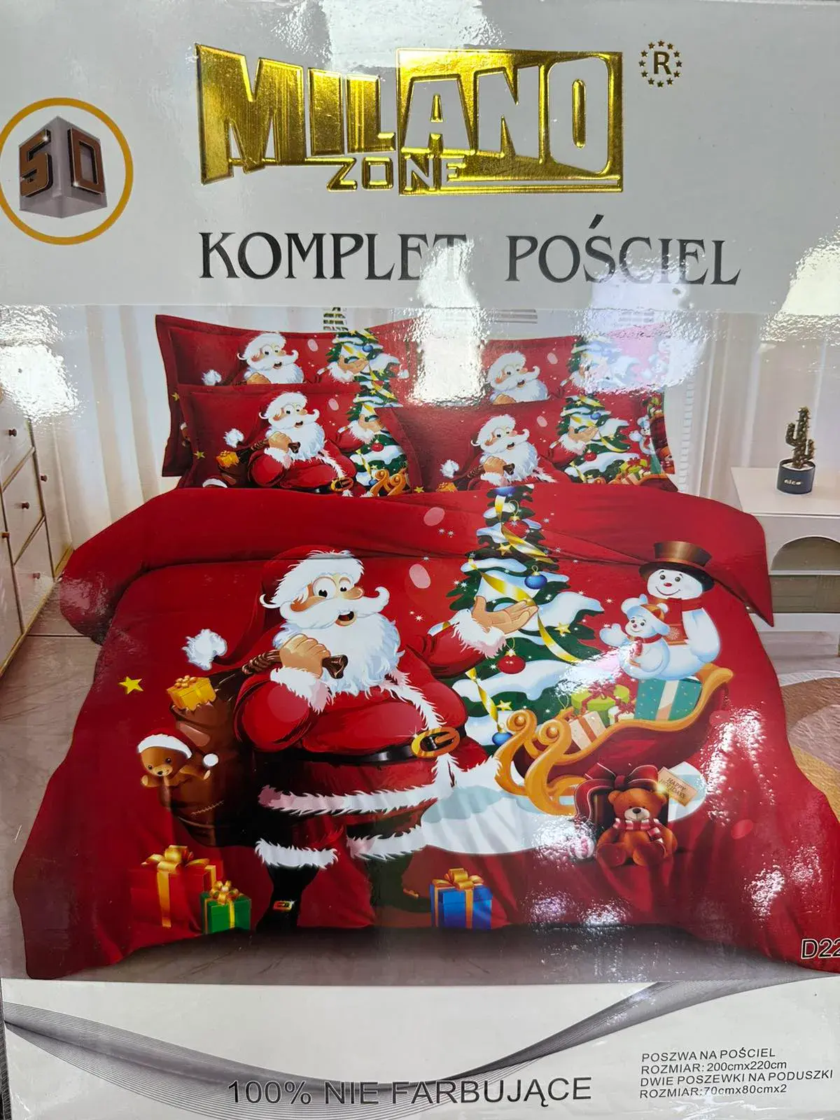 Komplet Pościel Milano Zone 200/220 3cz Santa Czerwony