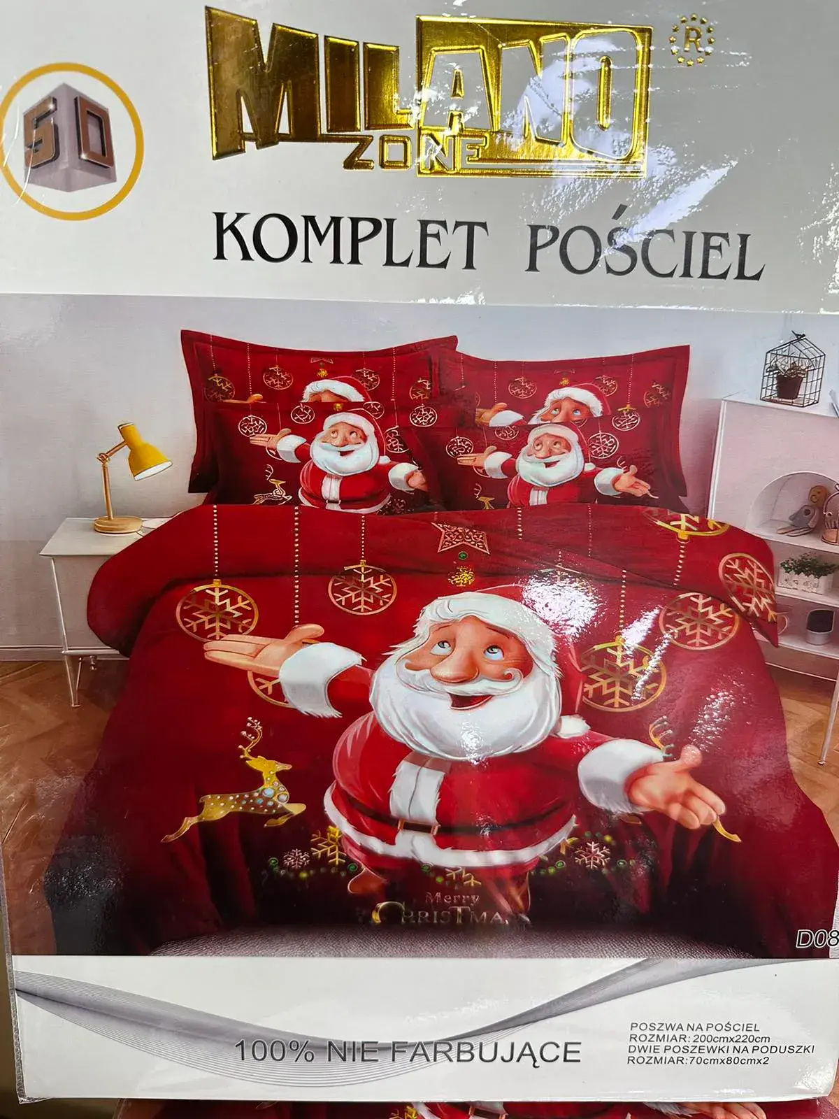 Komplet Pościeli Milano 200/220 3cz Święty Mikołaj