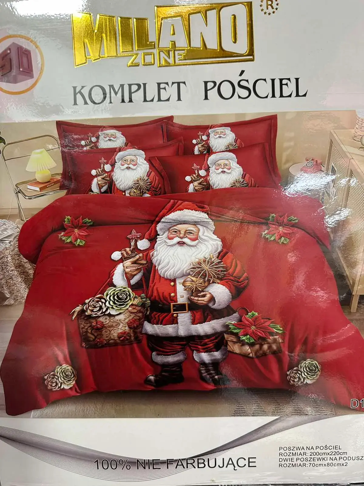 Komplet Pościel Milano 200/220 3cz Święty Mikołaj