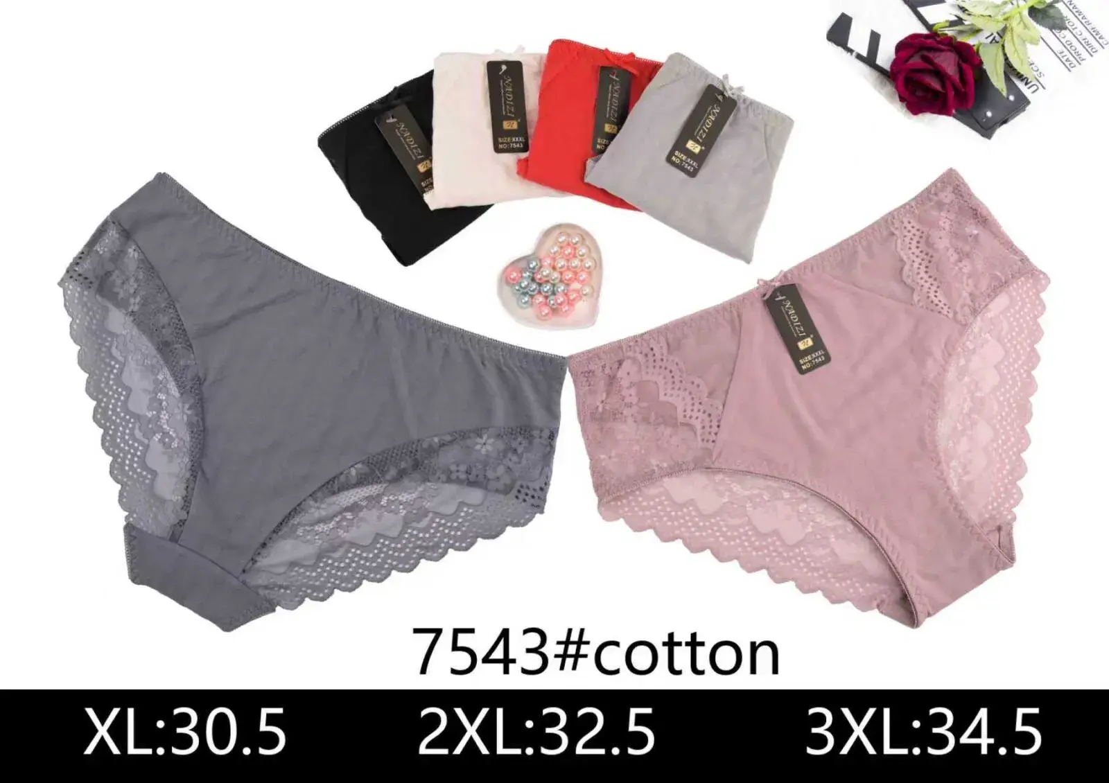 Majtki damskie bawełniane 7543 XL:30.5 2XL:32.5 3XL:34.5