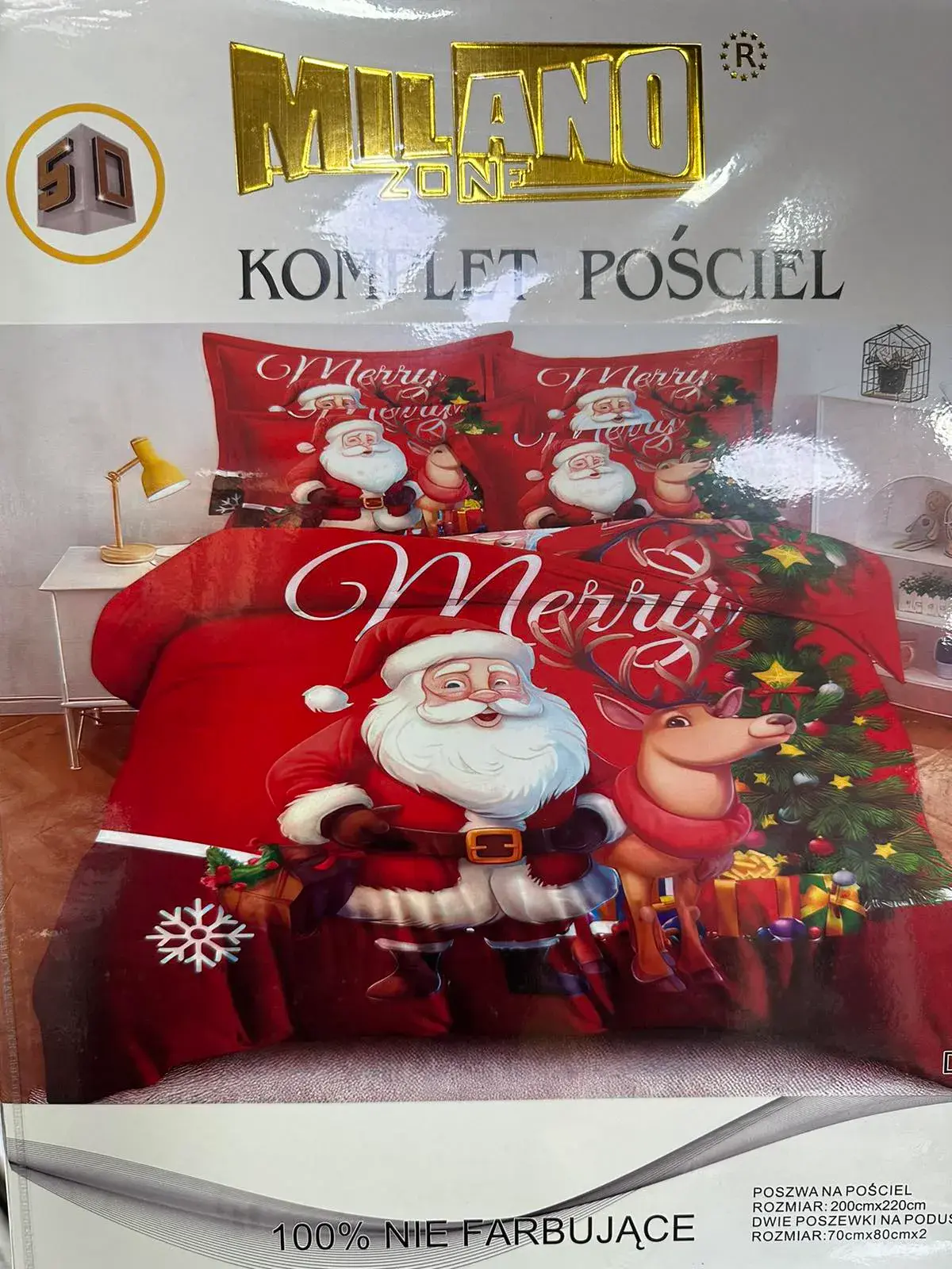 Komplet Pościel Milano 200/220 3cz Święta Merry Christmas