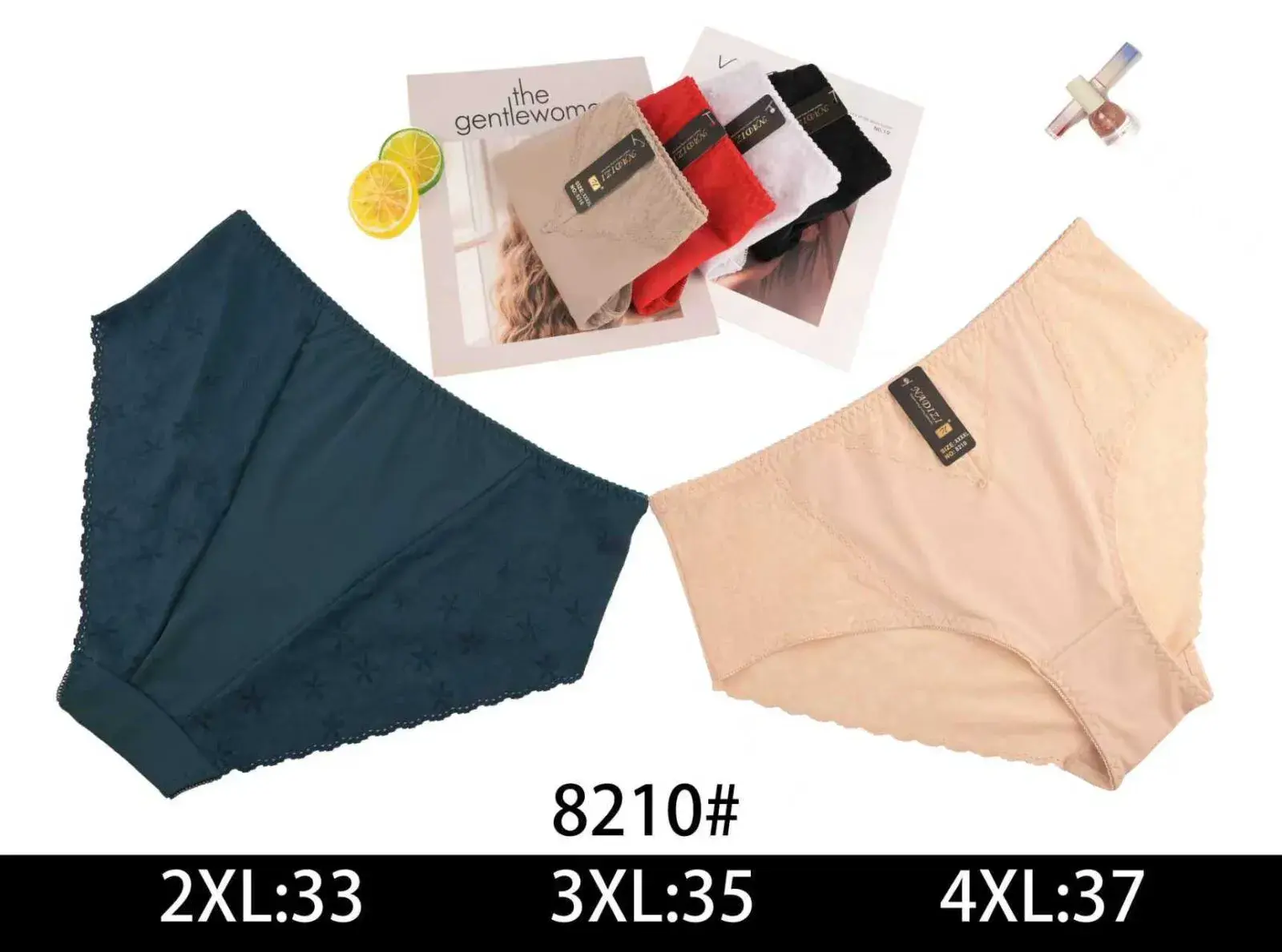 Majtki damskie bikini 2XL-4XL 8210# granatowe/beżowe