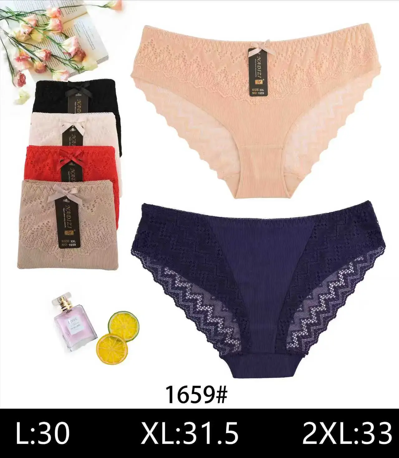 Majtki damskie koronkowe L:30 XL:31.5 2XL:33 1659