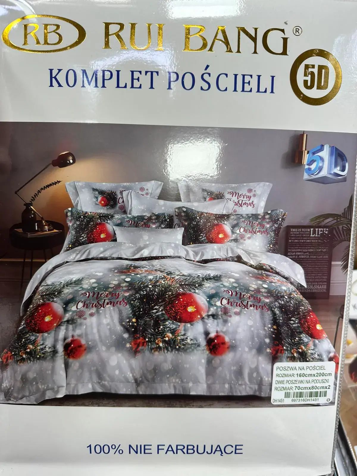 Komplet Pościeli Rui Bang 160/200 5D Bożonarodzeniowy