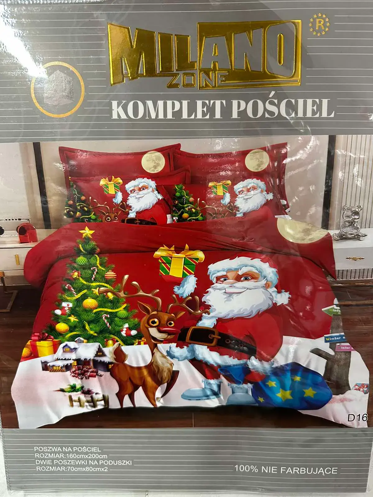 Komplet Pościeli Milano 160/200 Święta Santa Claus
