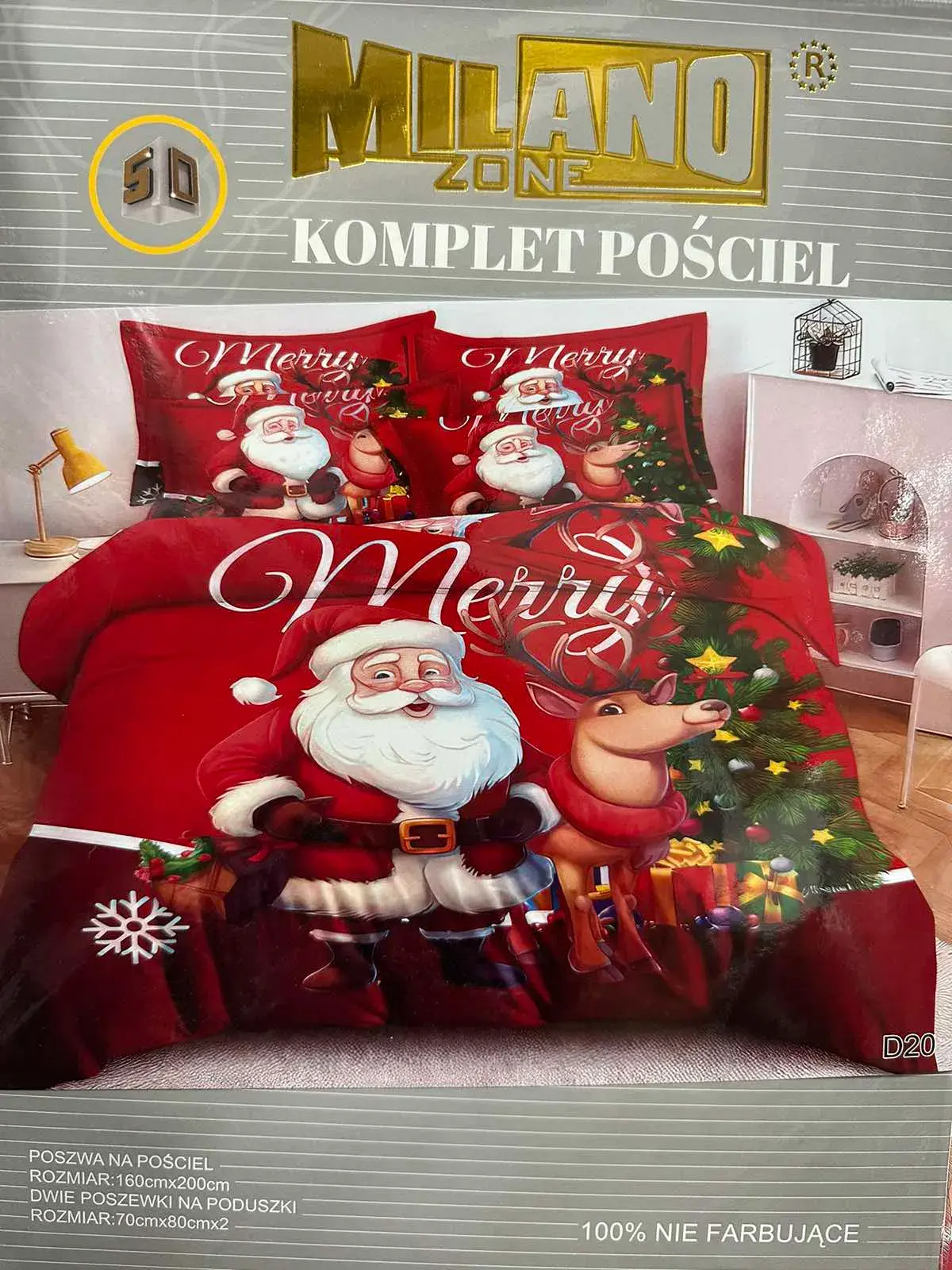 Komplet Pościeli 160/200 Milano 3D Merry Christmas