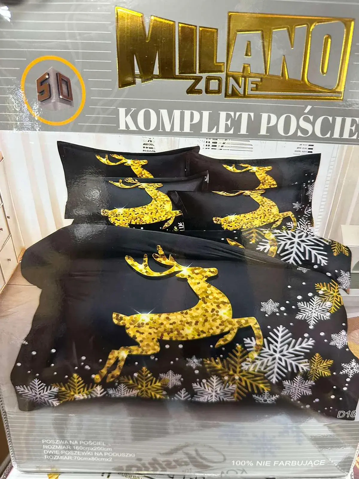Komplet pościeli Milano 160/200 z reniferem 50 szt