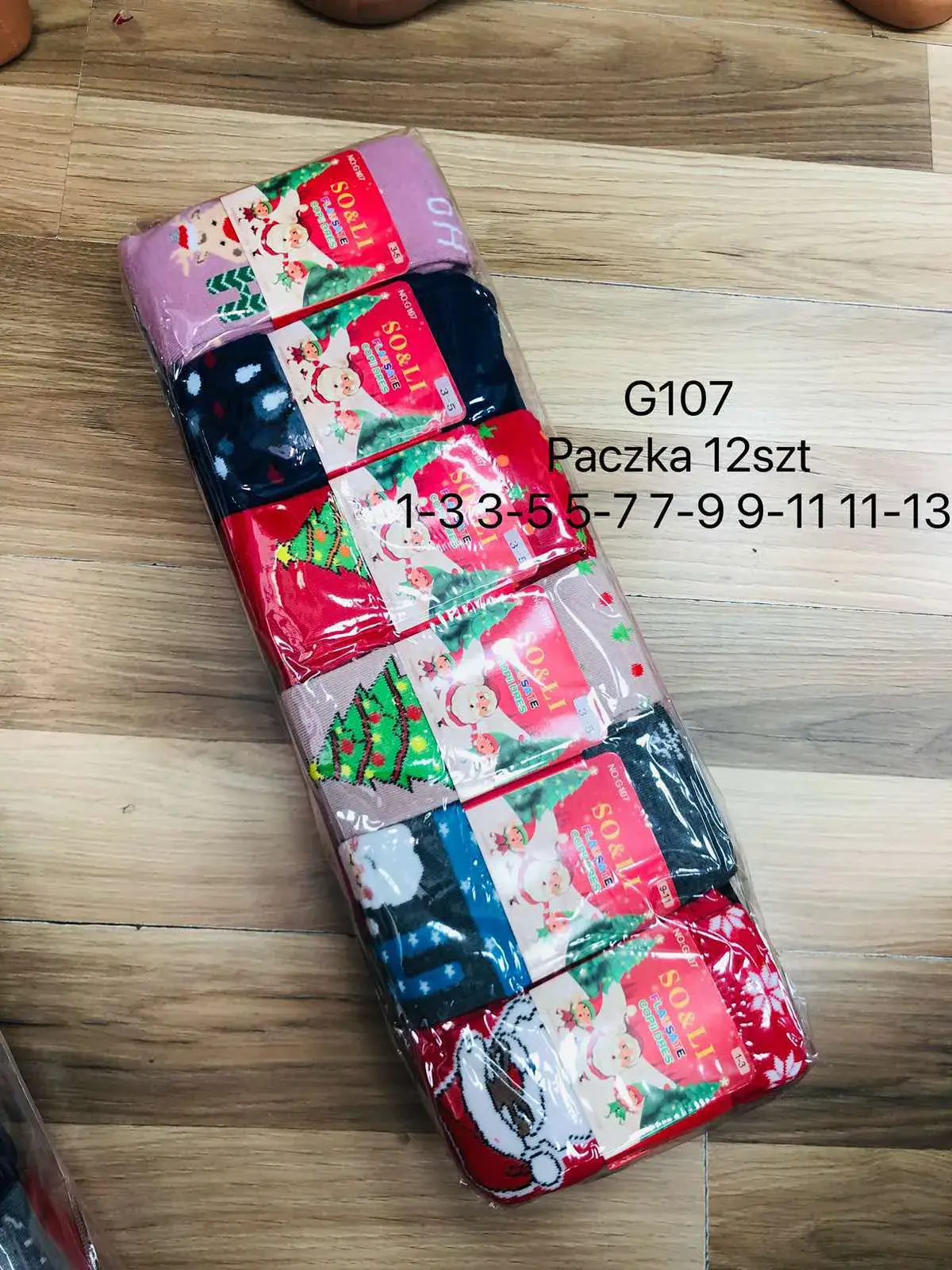 Skarpetki damskie świąteczne G107 paczka 12 szt