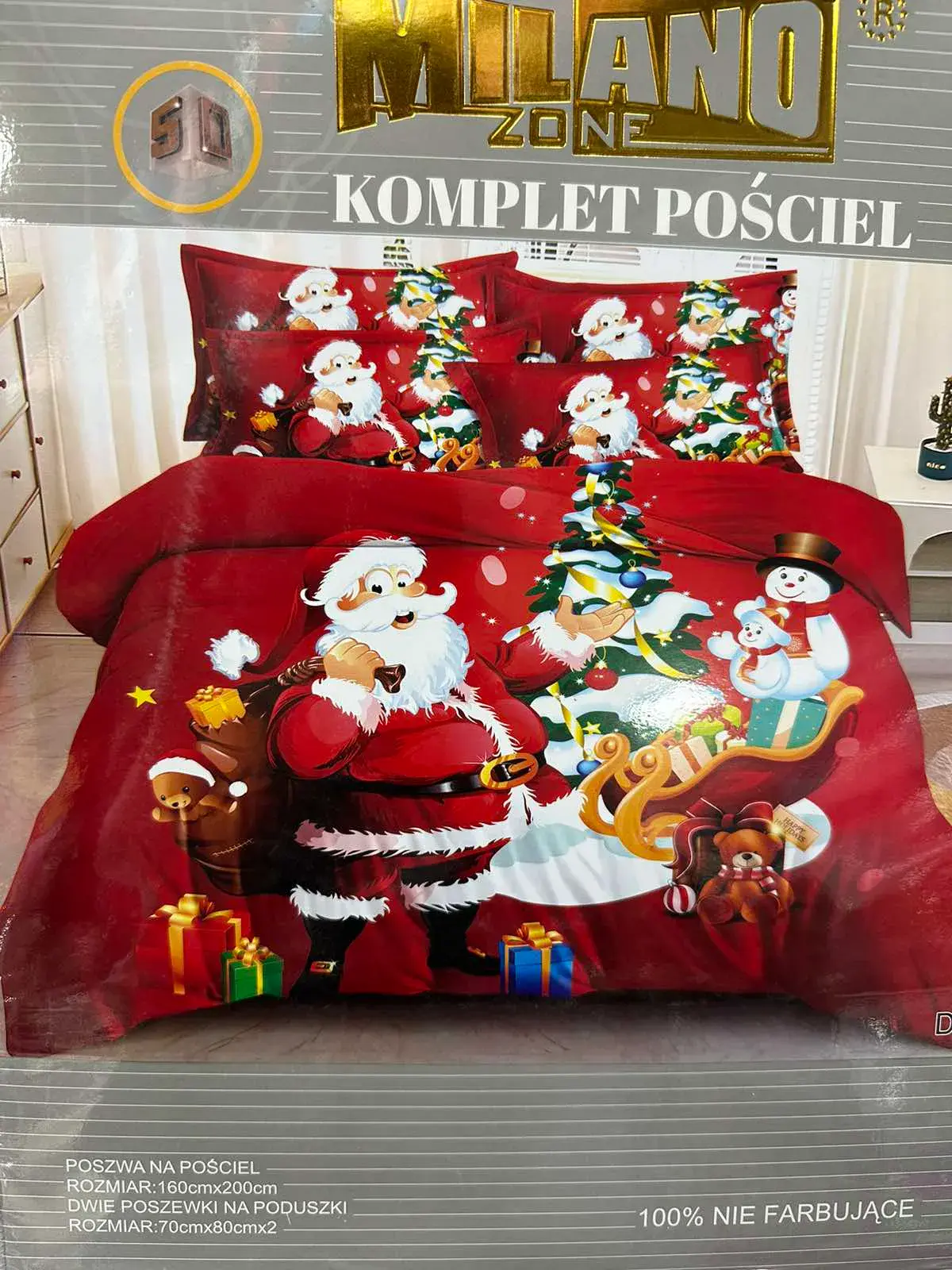 Komplet Pościel Milano Zone 160/200 Święty Mikołaj