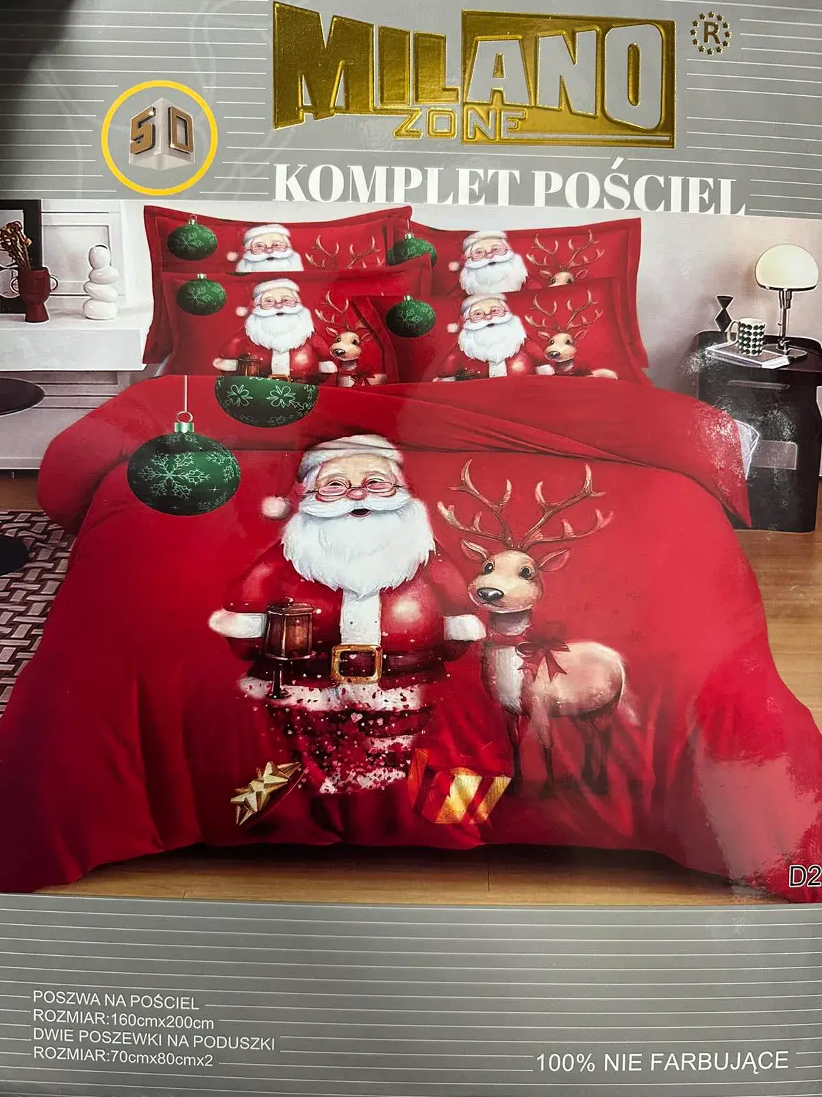 Komplet Pościeli Milano 160/200 Święta 3D