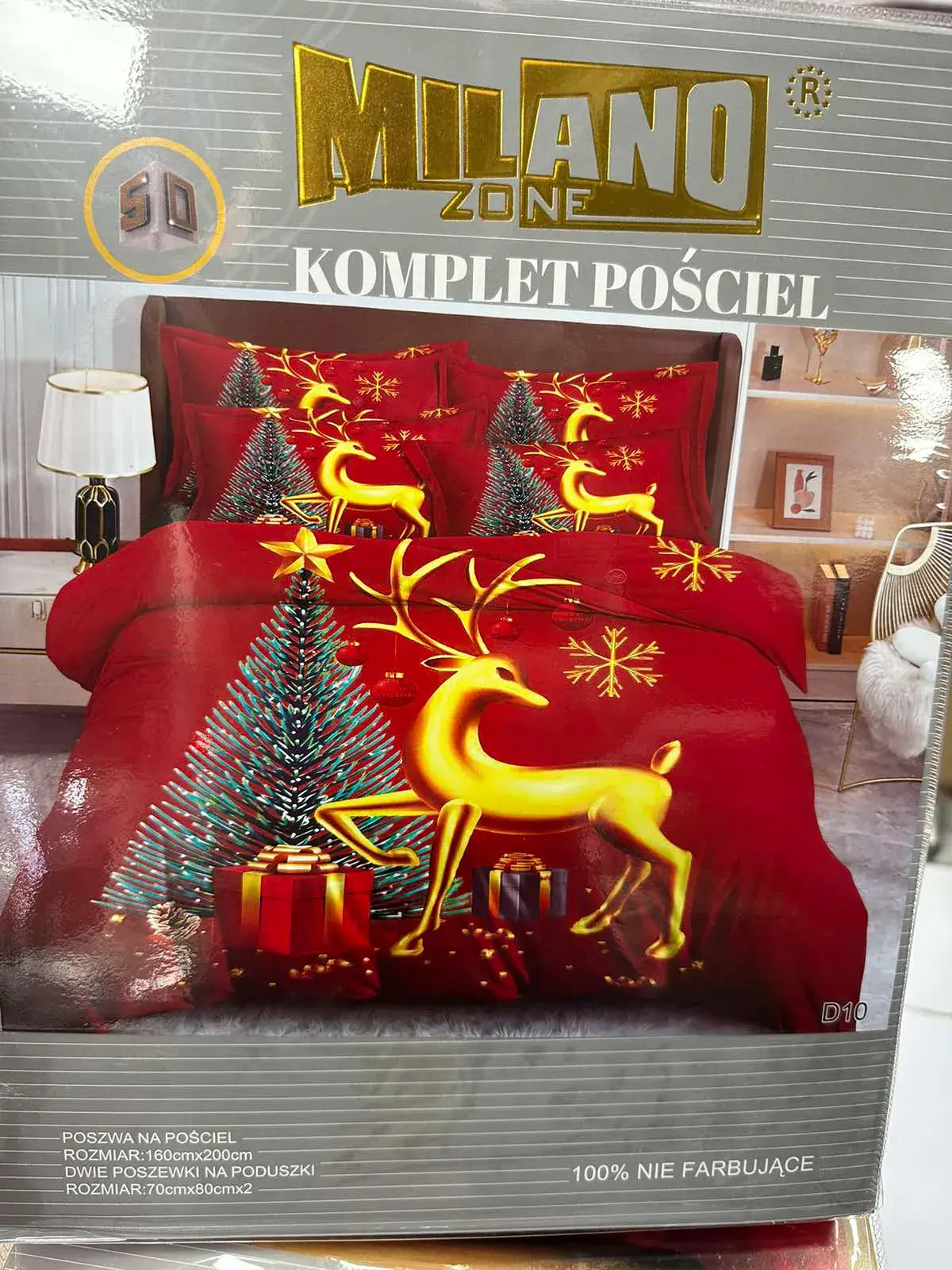 Komplet Pościel Milano Zone 160/200 Czerwony Renifer