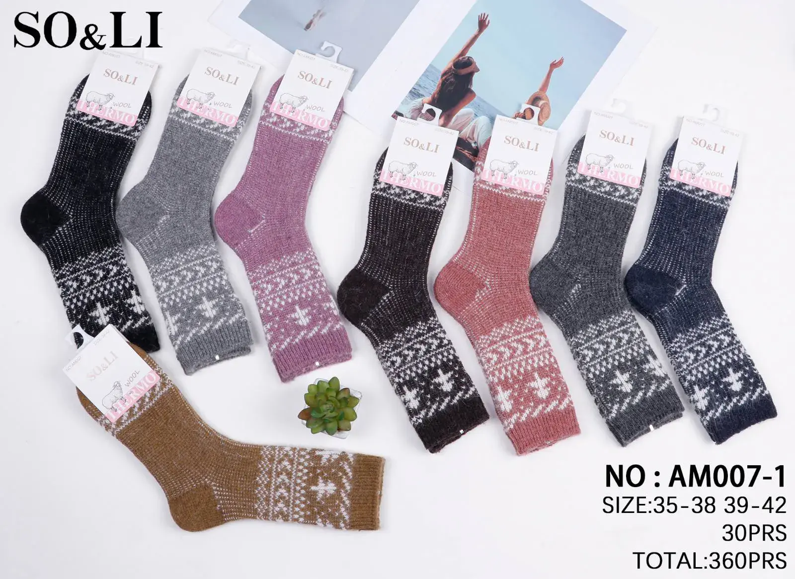 Skarpetki damskie S&O LI AM007-1 rozmiar 35-38, 30 szt