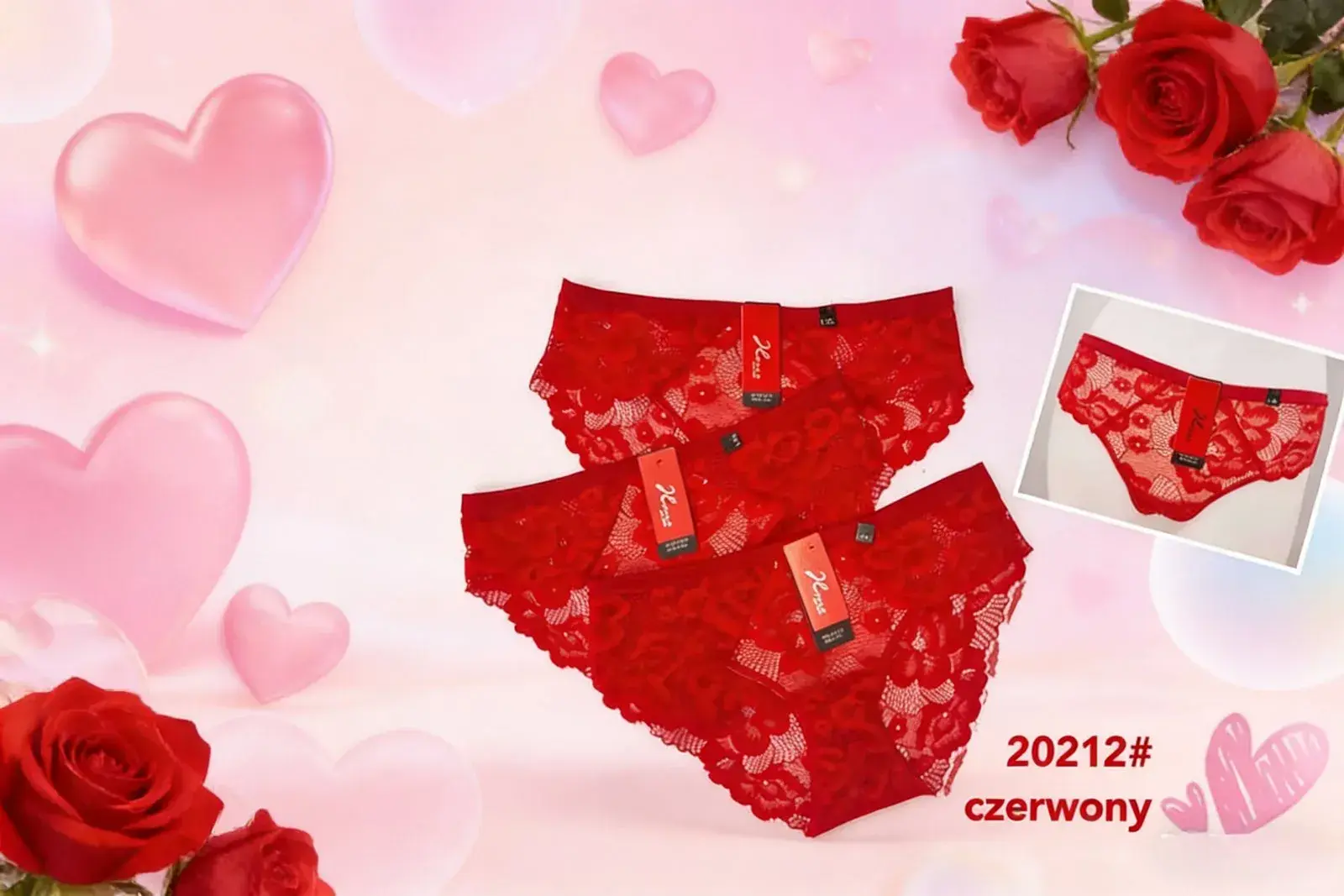 Czerwone majtki damskie koronkowe 2021#