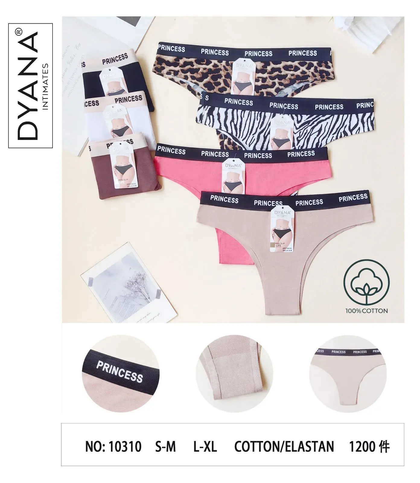 Majtki damskie Princess 100% bawełna S-M-L XL NO-10310