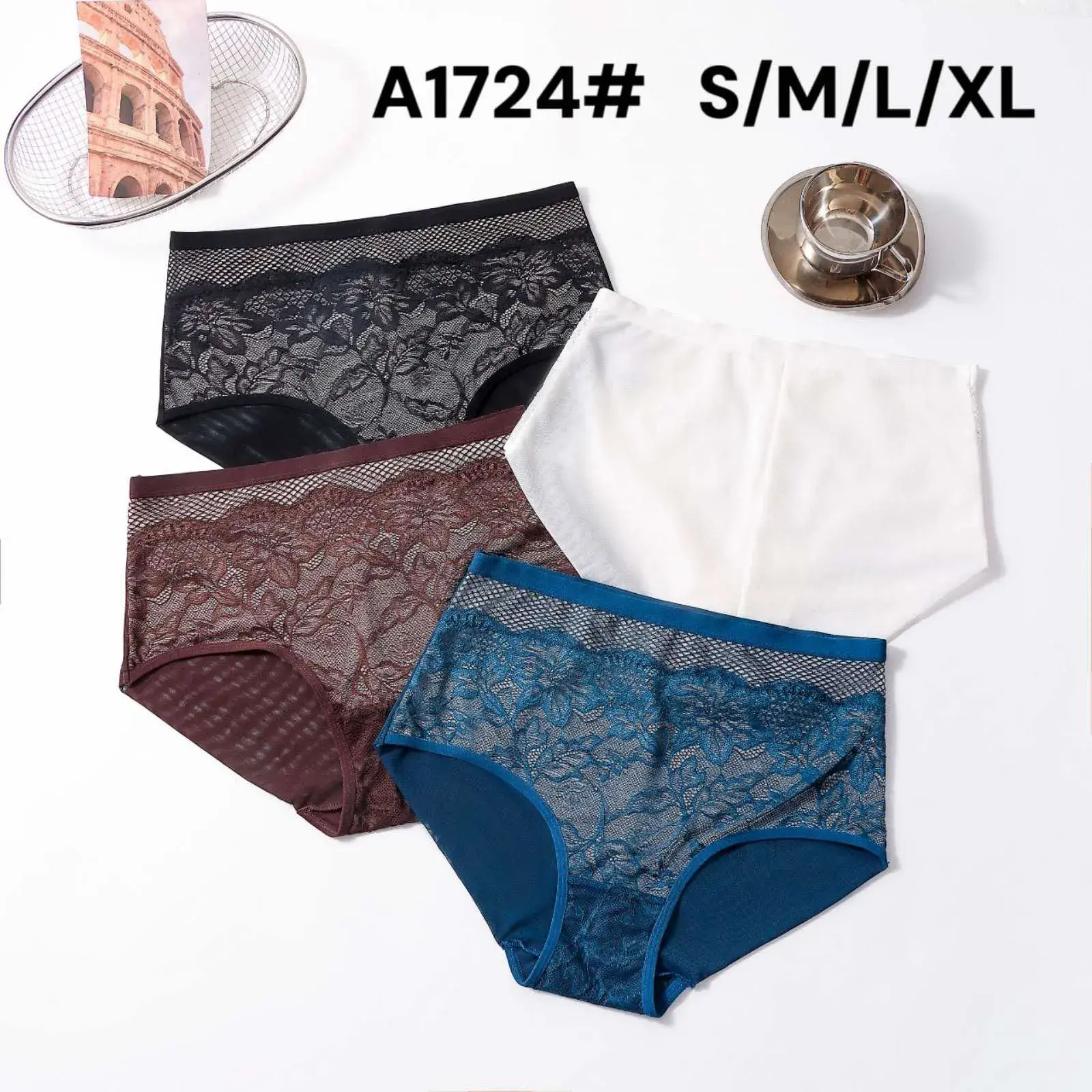 Majtki damskie A17244 S/M/L/XL czarne brązowe granatowe białe
